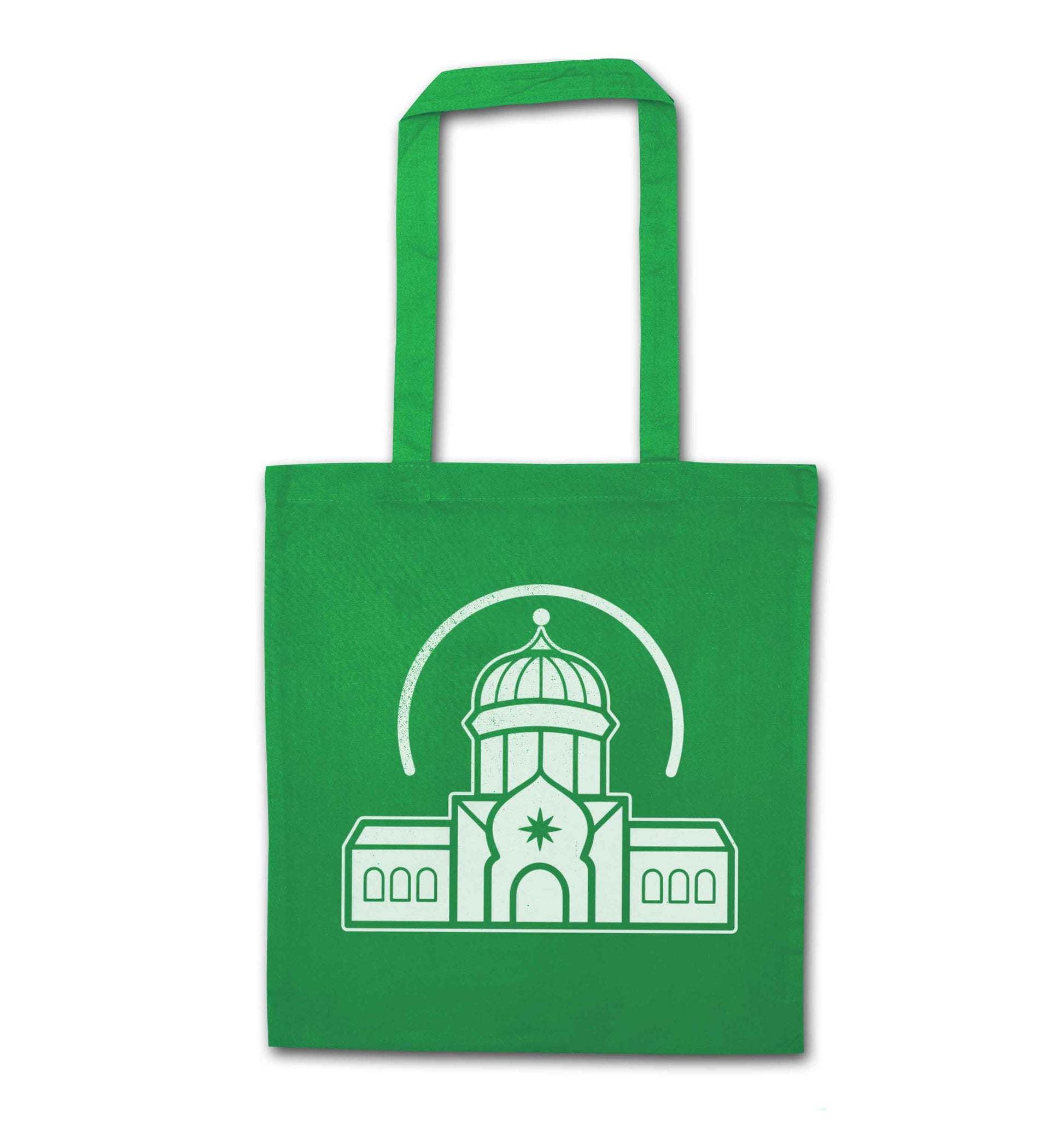 mosque masjid green tote bag