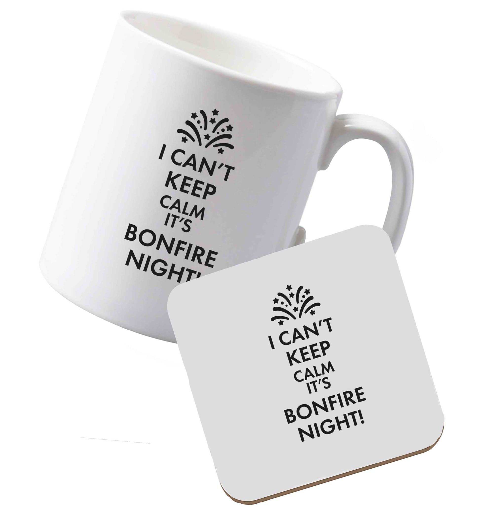 10 oz Ceramic mug and coaster I can't keep calm its bonfire night both sides
