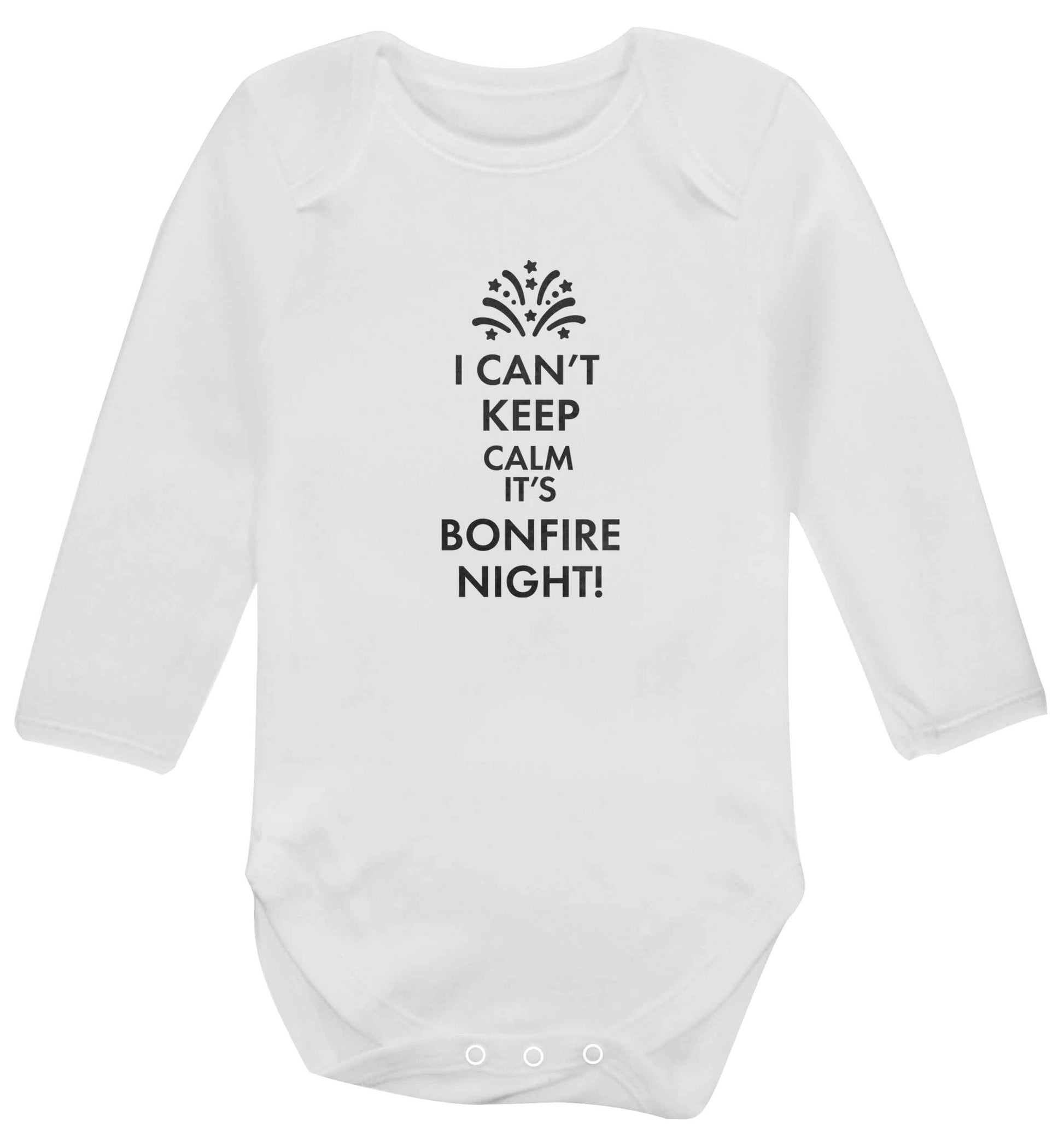 I can't keep calm its bonfire night baby vest long sleeved white 6-12 months