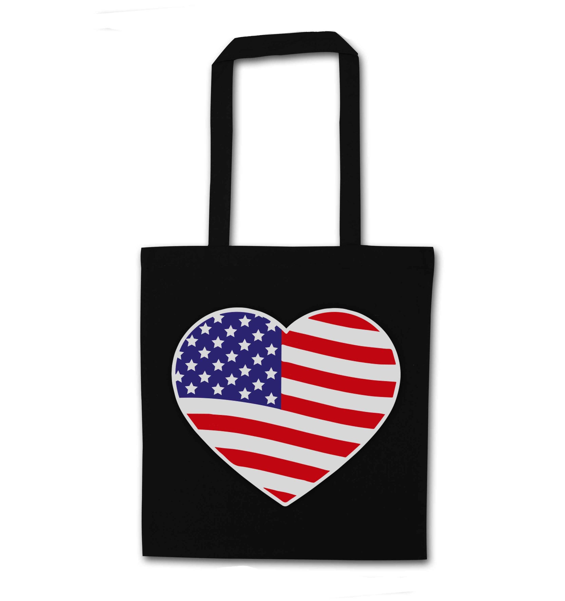 American USA Heart Flag black tote bag