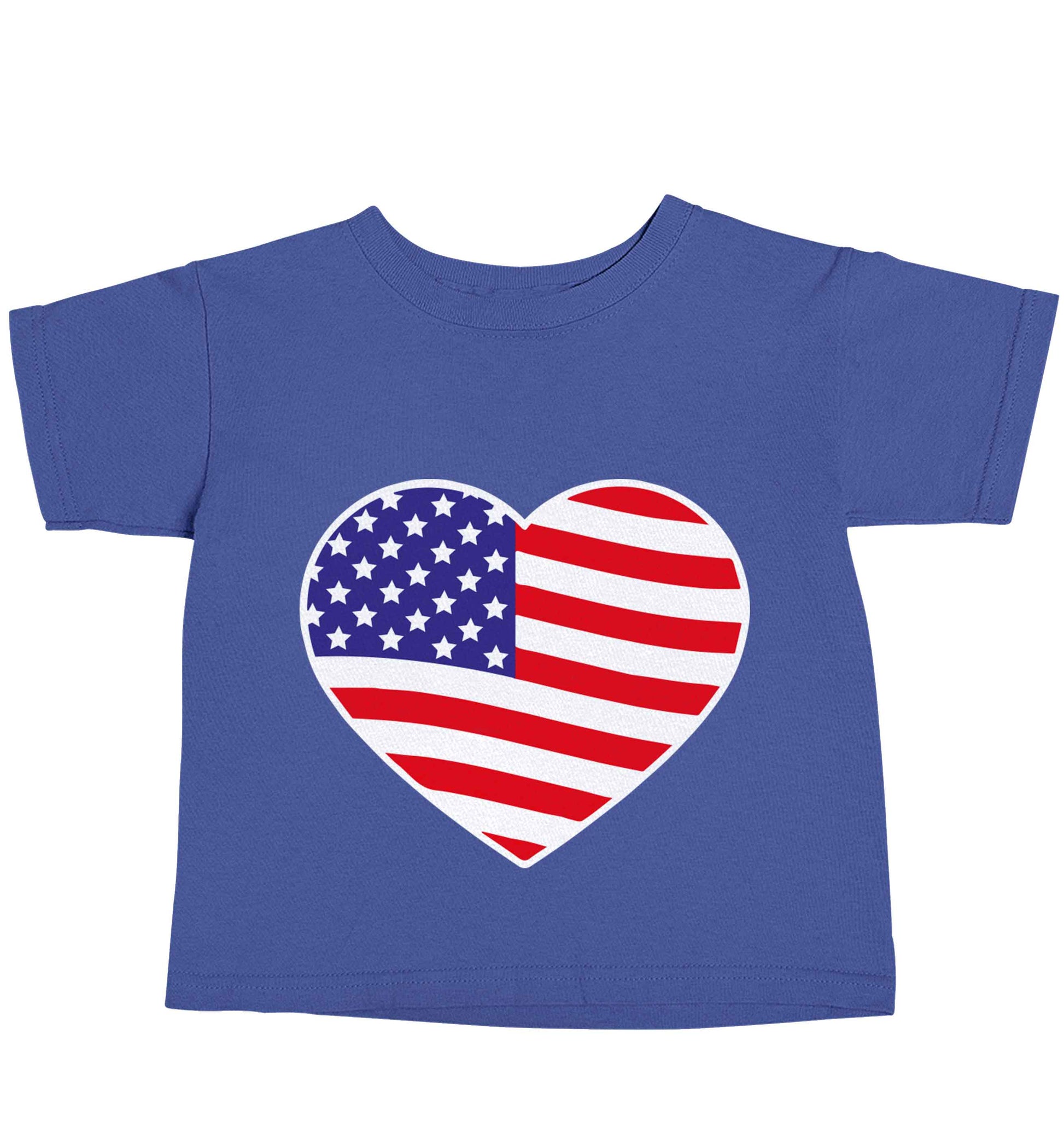 American USA Heart Flag blue baby toddler Tshirt 2 Years