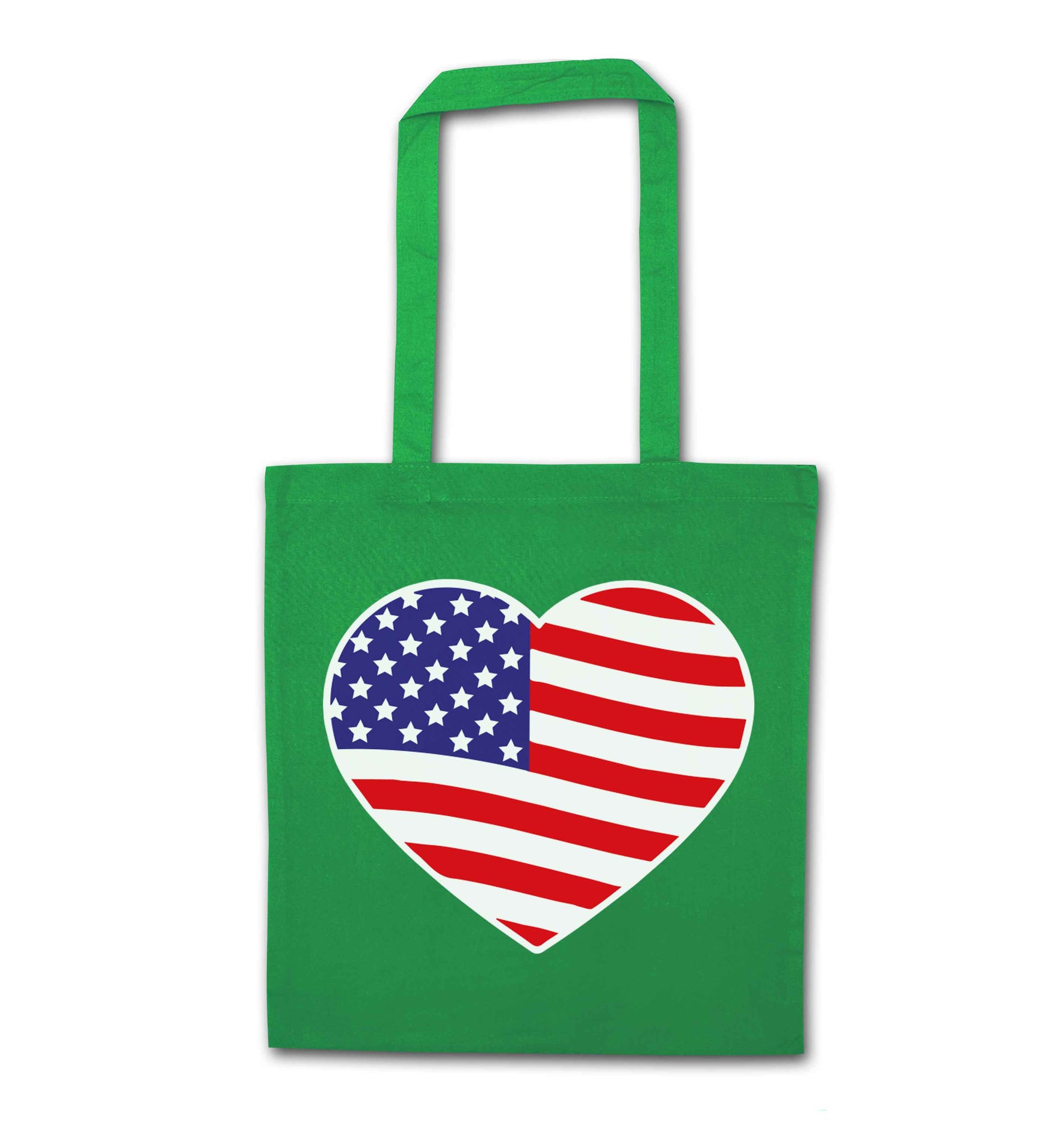 American USA Heart Flag green tote bag