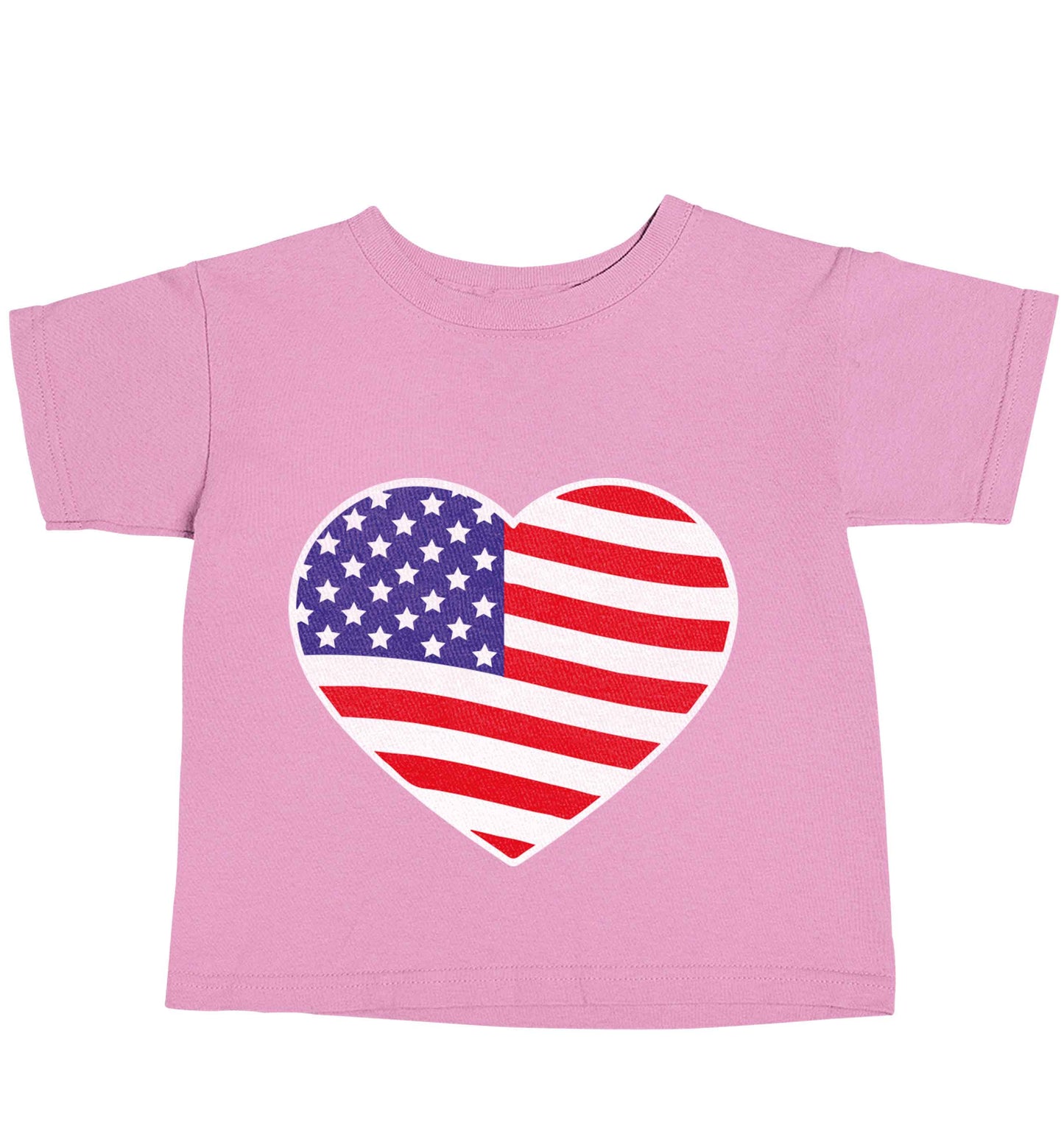 American USA Heart Flag light pink baby toddler Tshirt 2 Years