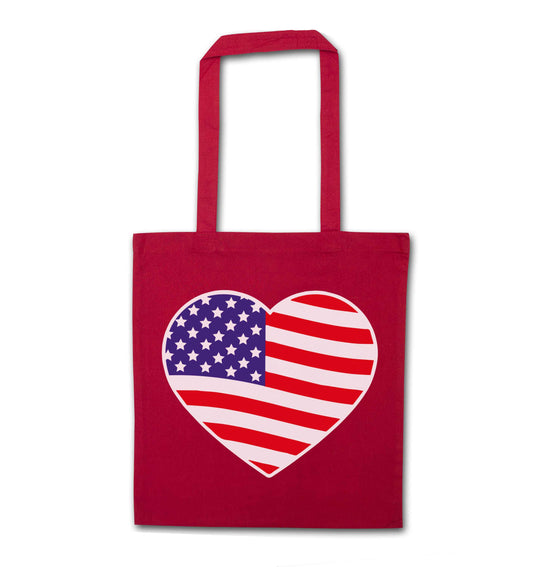 American USA Heart Flag red tote bag