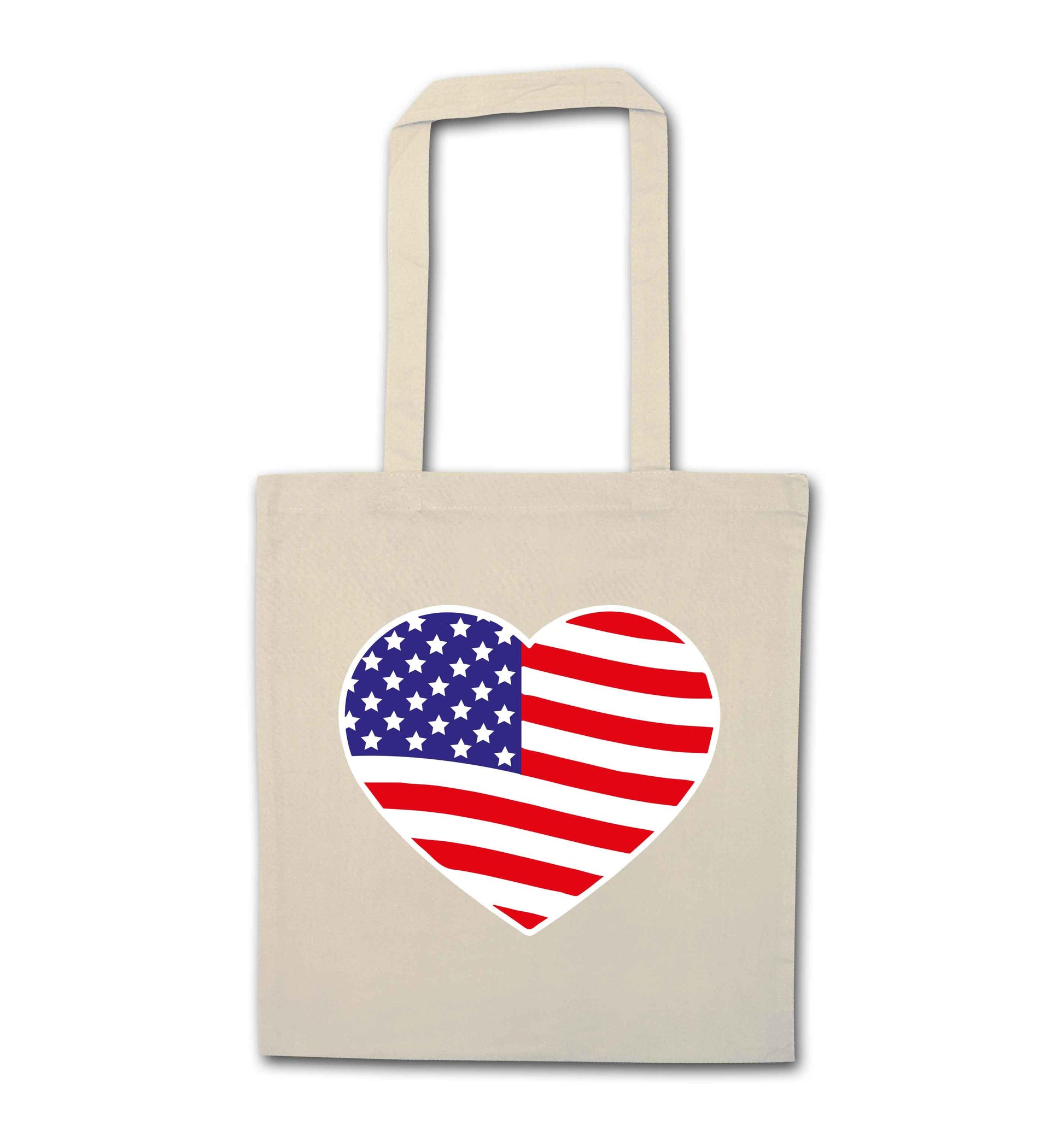American USA Heart Flag natural tote bag