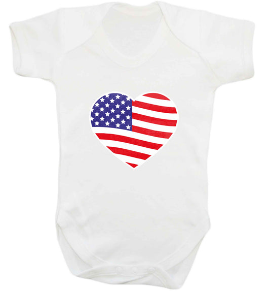 American USA Heart Flag baby vest white 18-24 months