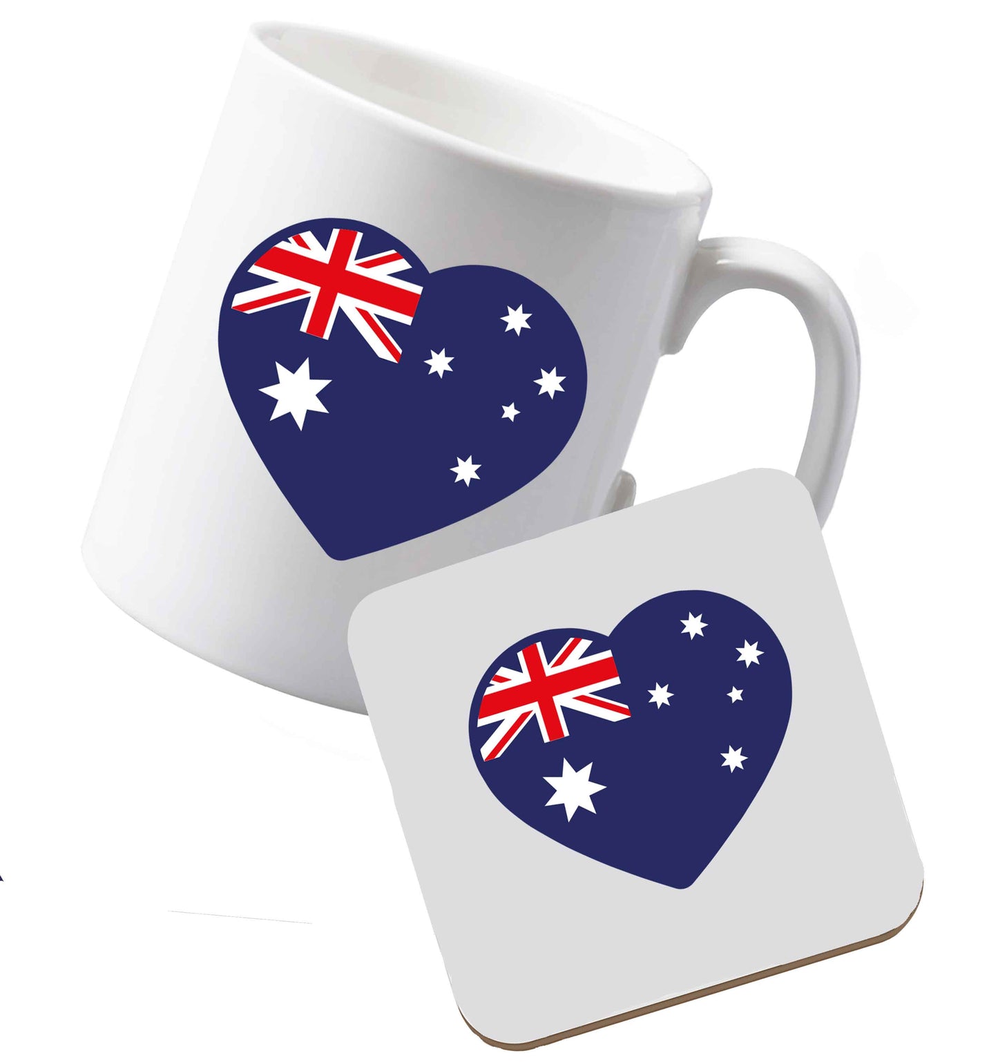 10 oz Ceramic mug and coasterAustralian Heart both sides