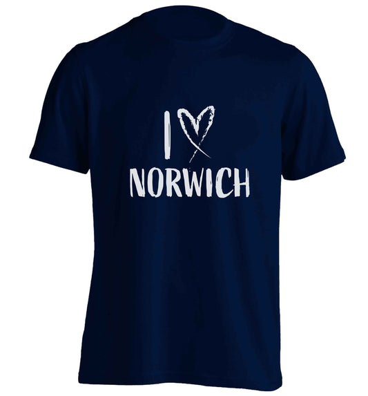 I love Norwich adults unisex navy Tshirt 2XL