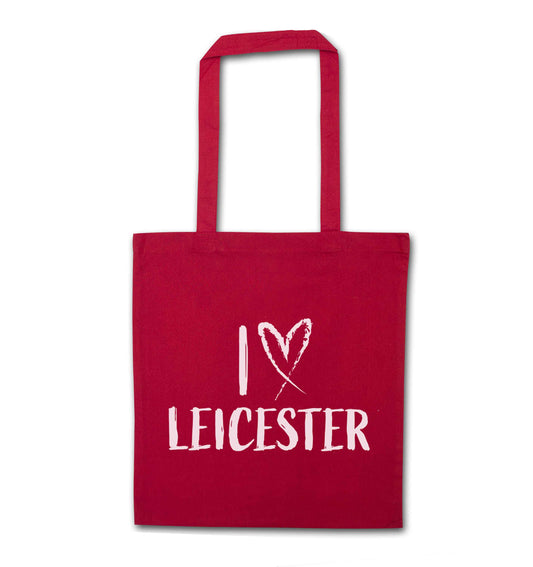 I love Leicester red tote bag
