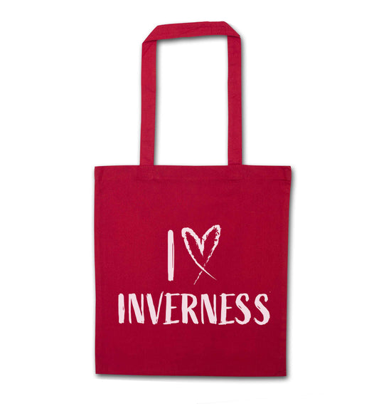 I love Inverness red tote bag