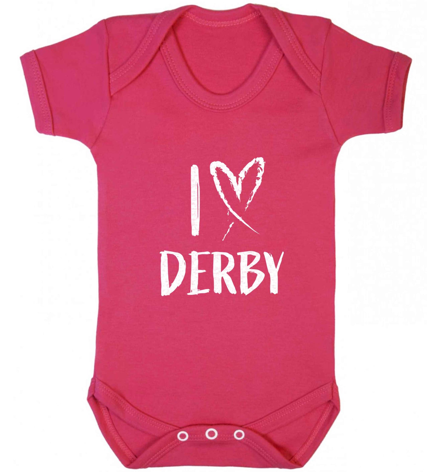 I love Derby baby vest dark pink 18-24 months