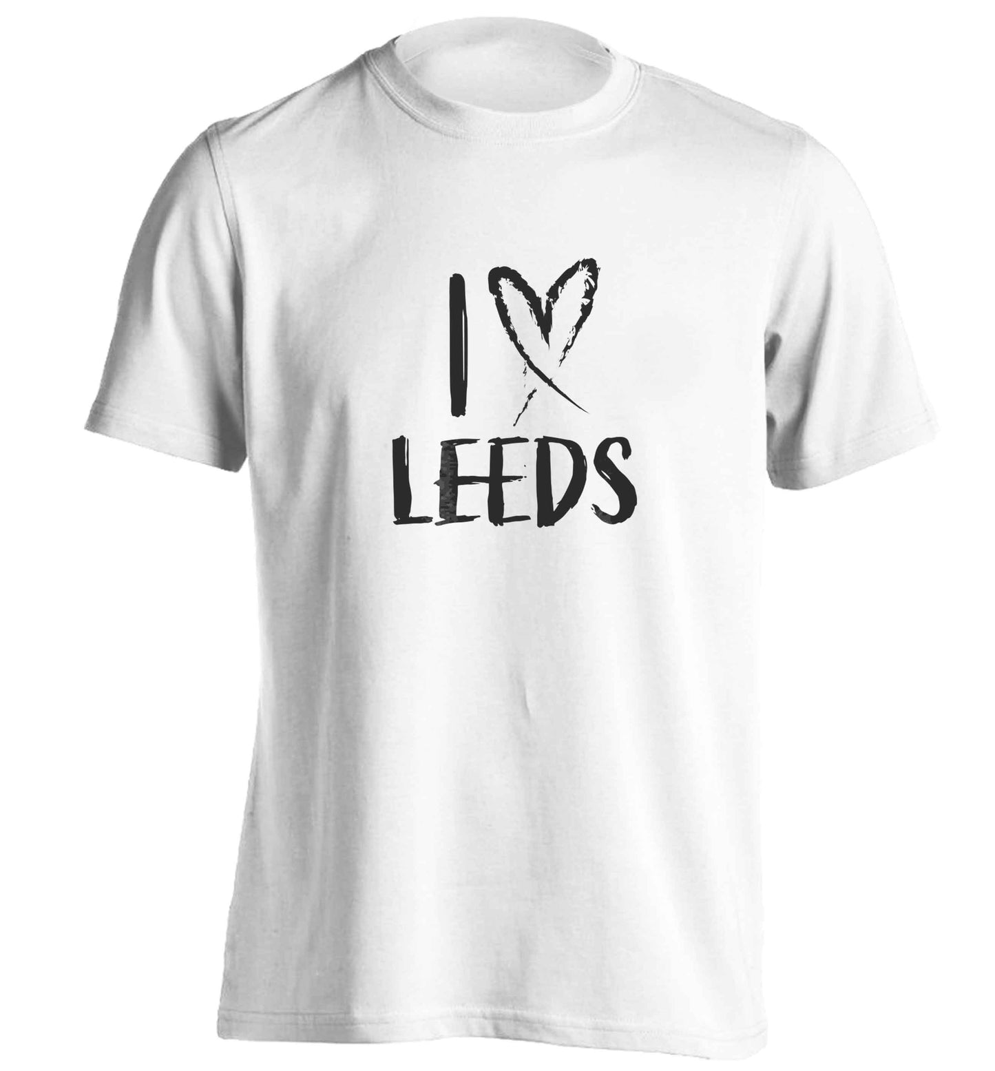 I love Leeds adults unisex white Tshirt 2XL