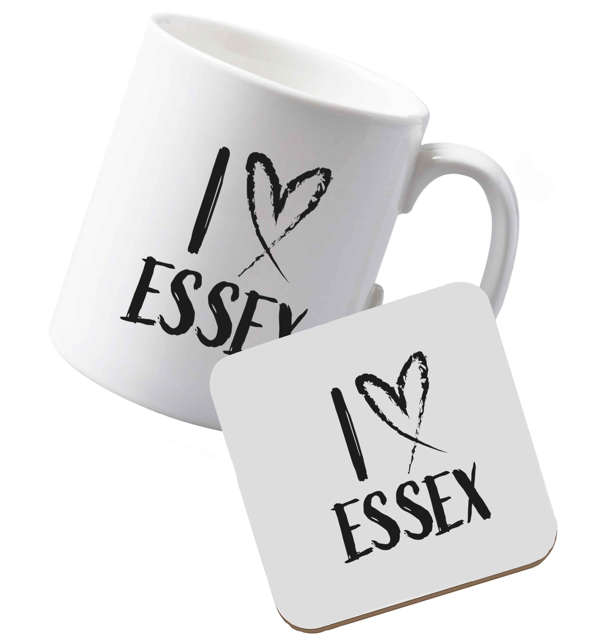 10 oz Ceramic mug and coaster I love Essex both sides