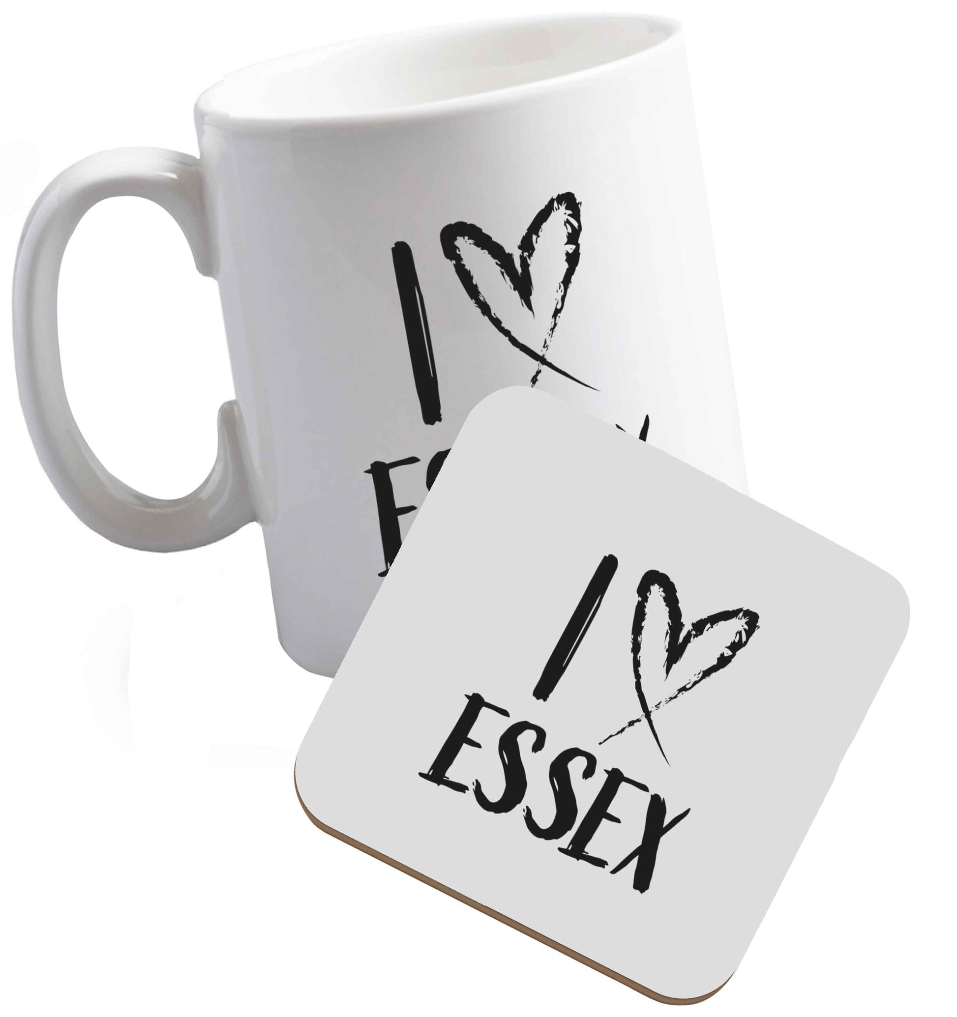 10 oz I love Essex ceramic mug and coaster set right handed