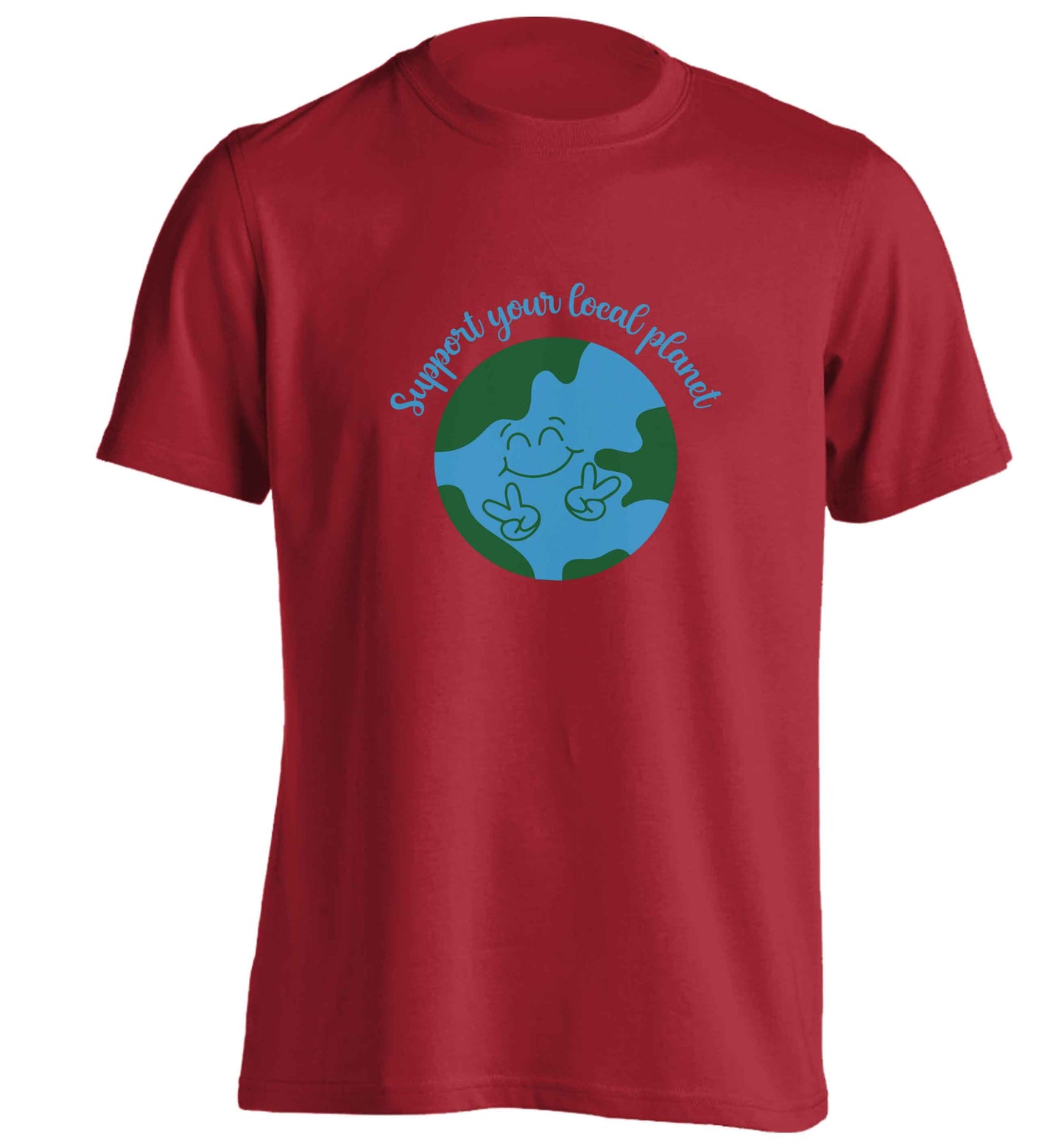 Support your local planet adults unisex red Tshirt 2XL