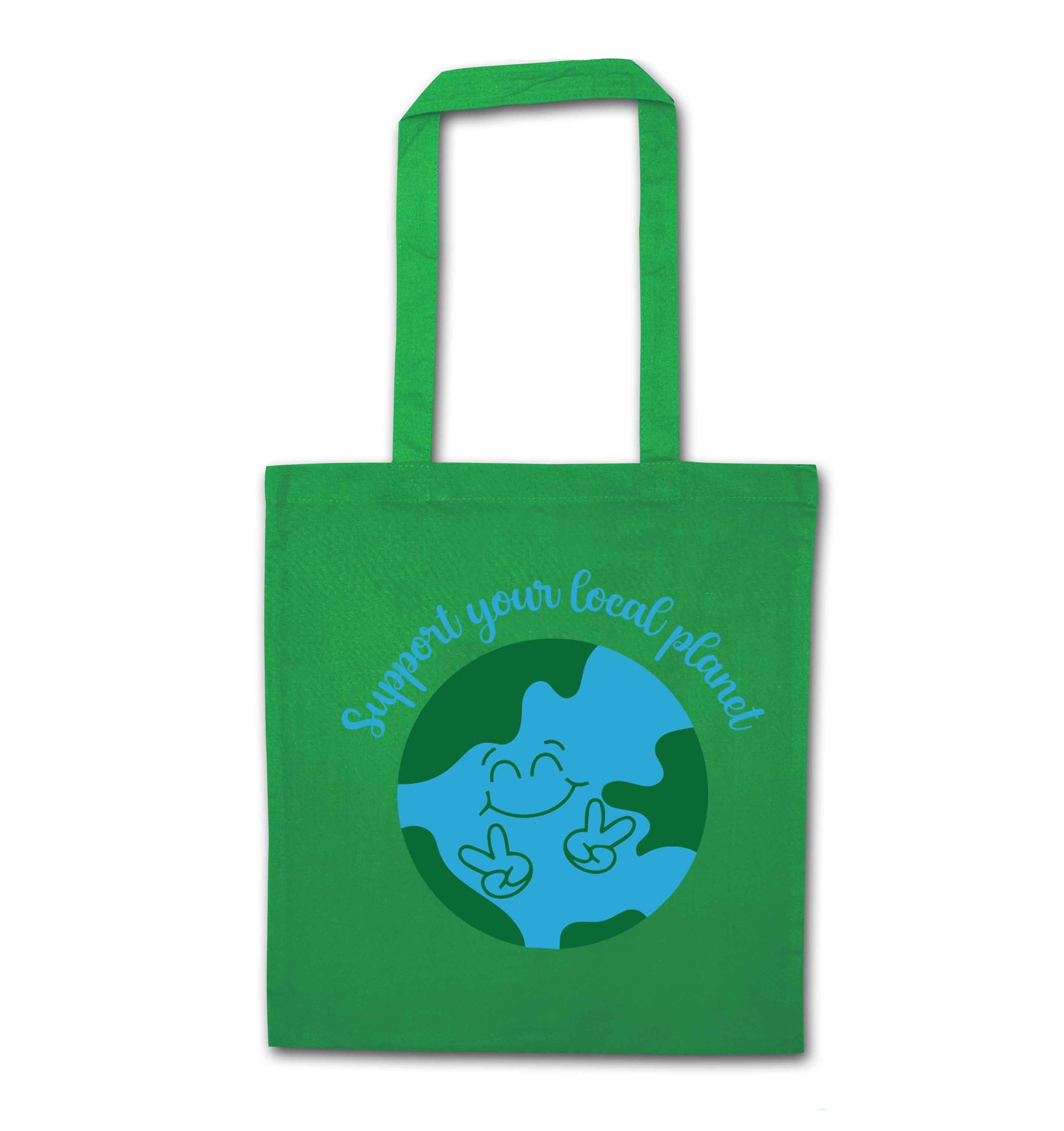 Support your local planet green tote bag