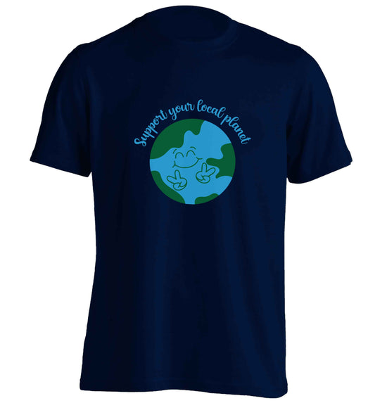 Support your local planet adults unisex navy Tshirt 2XL