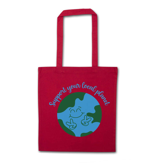Support your local planet red tote bag