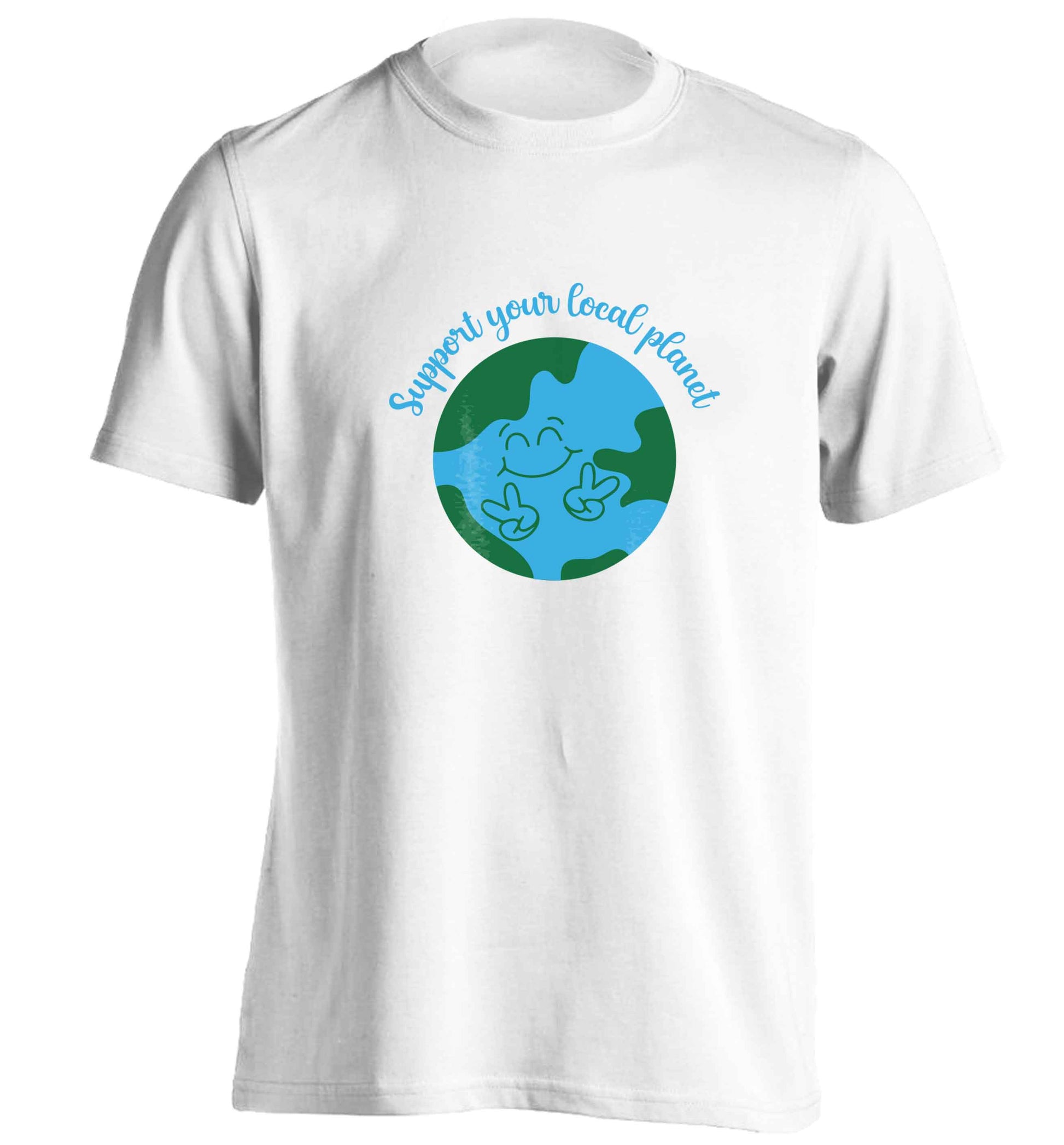 Support your local planet adults unisex white Tshirt 2XL