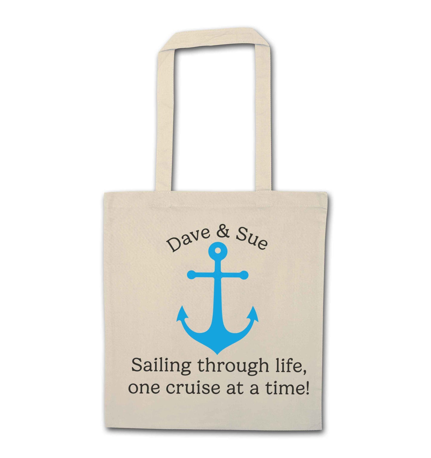 Sailing through life one cruise at a time - personalised natural tote bag