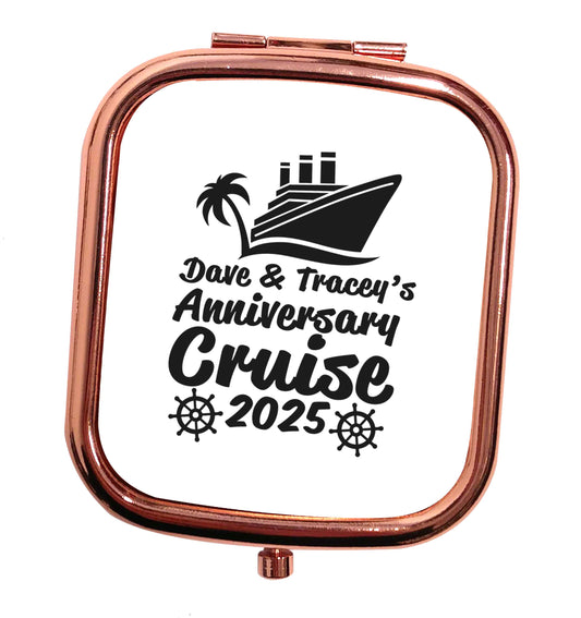 Personalised anniversary cruise rose gold square pocket mirror