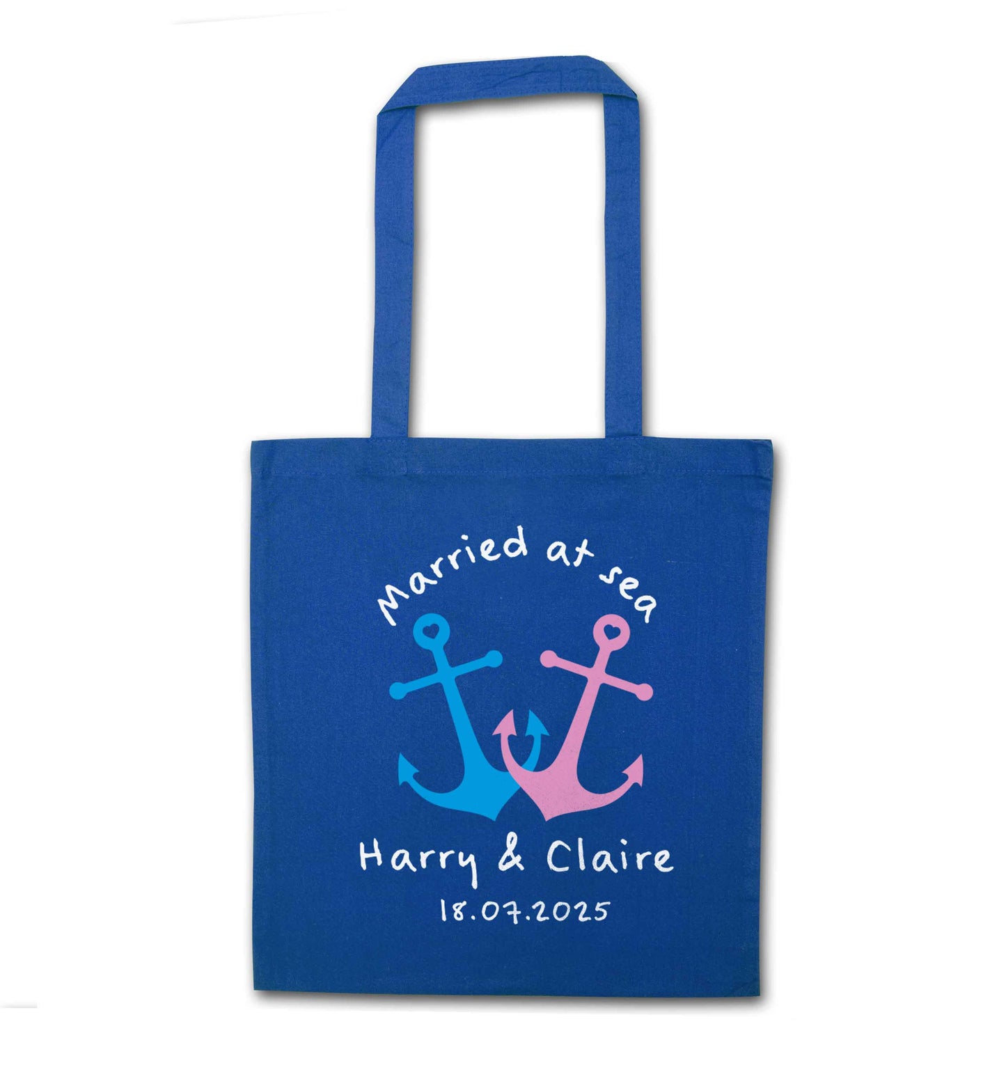 Personalised anniversary cruise blue tote bag