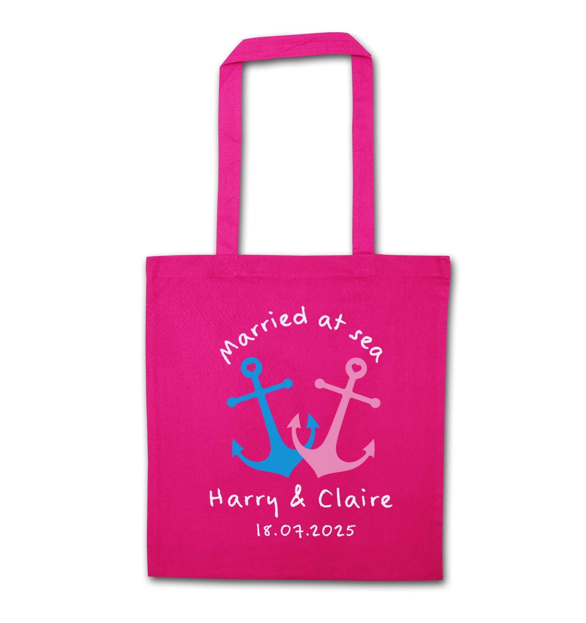 Married at sea pink tote bag