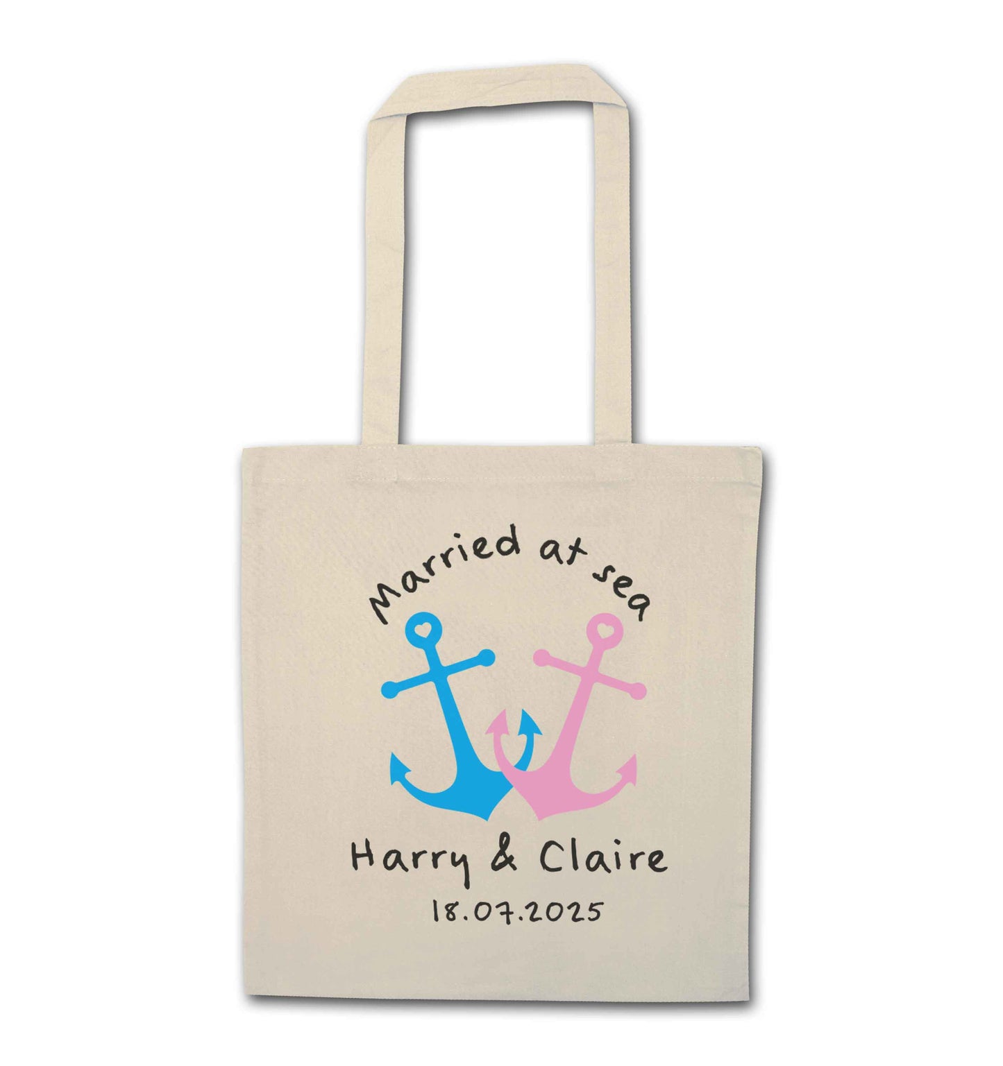 Married at sea natural tote bag