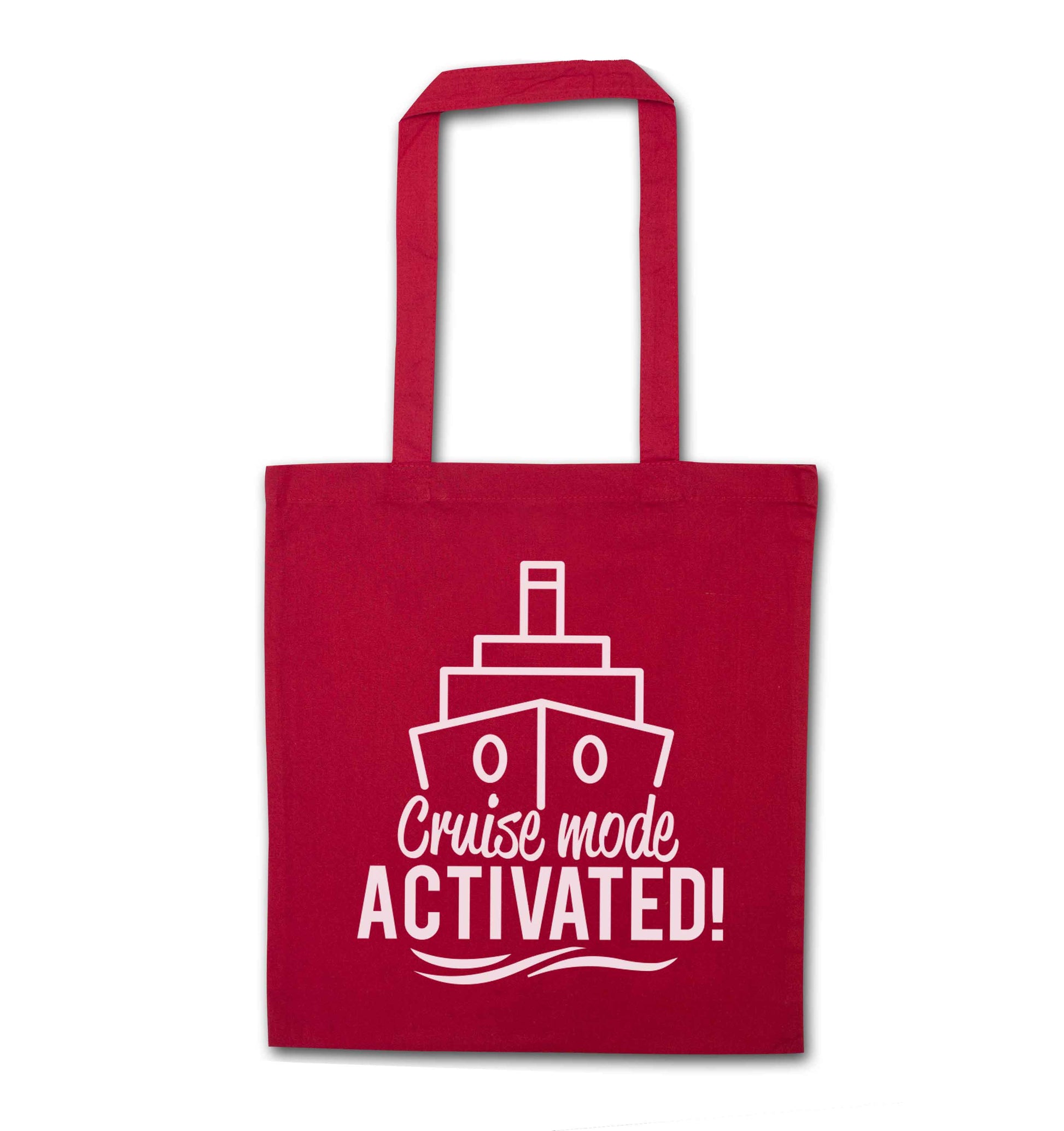 Cruise mode activated red tote bag