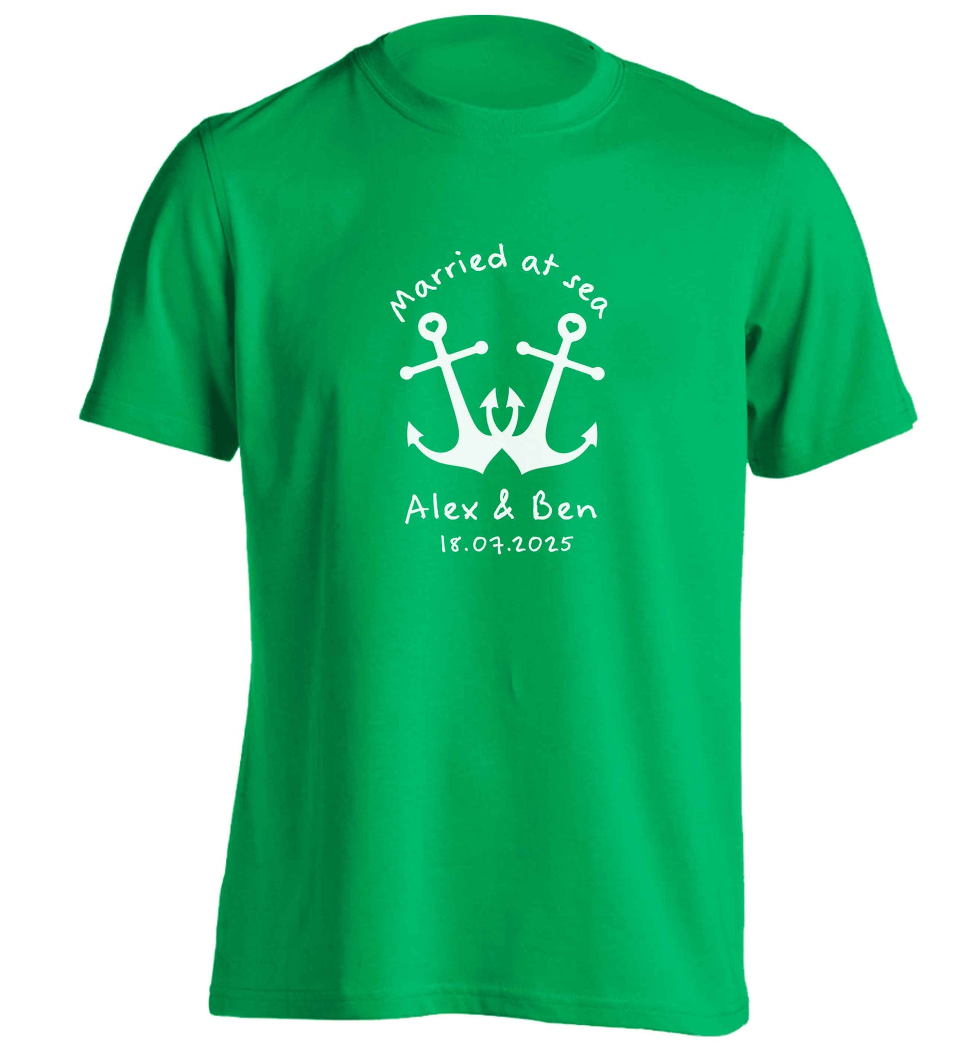 Married at sea blue anchors adults unisex green Tshirt 2XL