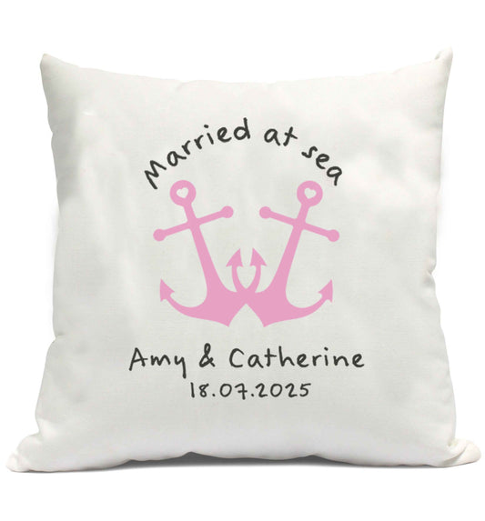 Married at sea pink anchors cushion cover and filling