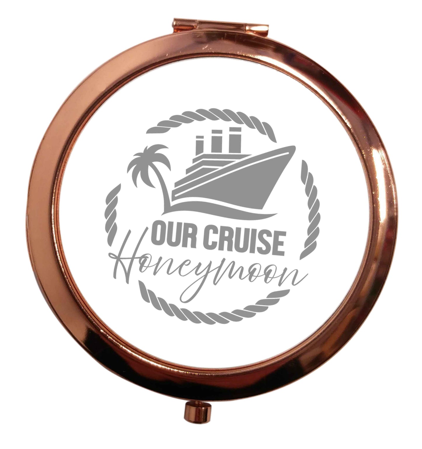 Our cruise honeymoon rose gold circle pocket mirror
