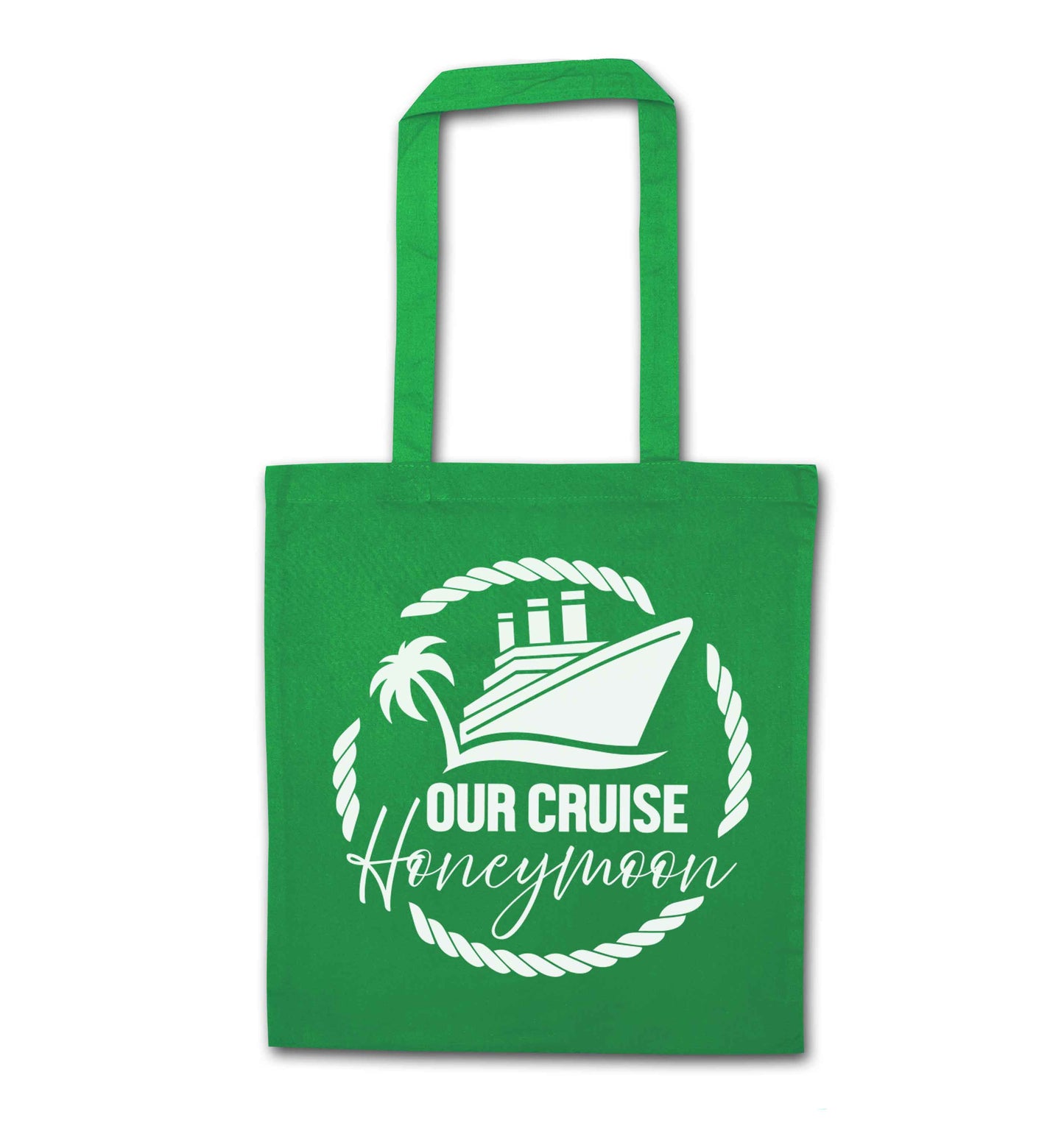 Our cruise honeymoon green tote bag