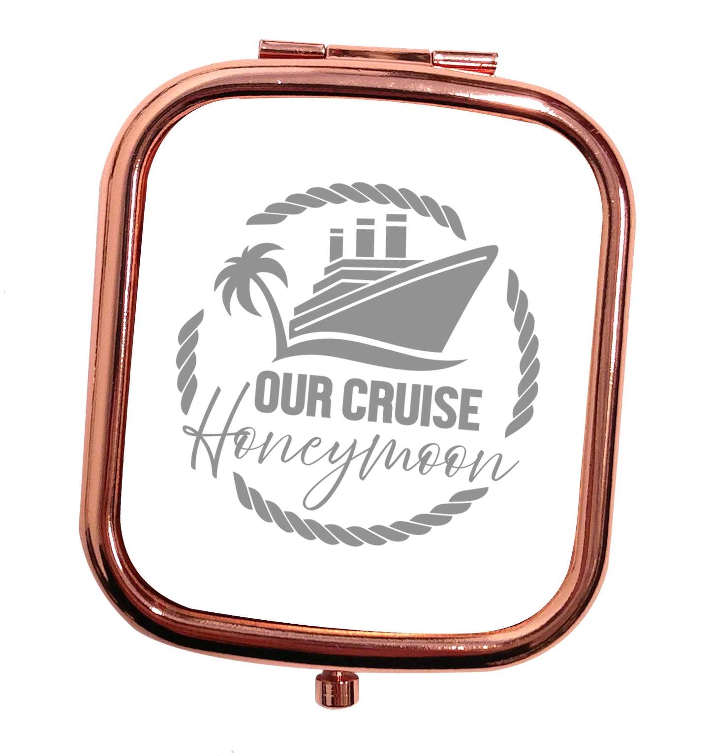 Our cruise honeymoon rose gold square pocket mirror