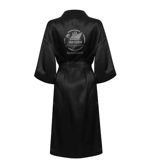Our cruise honeymoon personalised XL/XXL black ladies dressing gown size 16/18