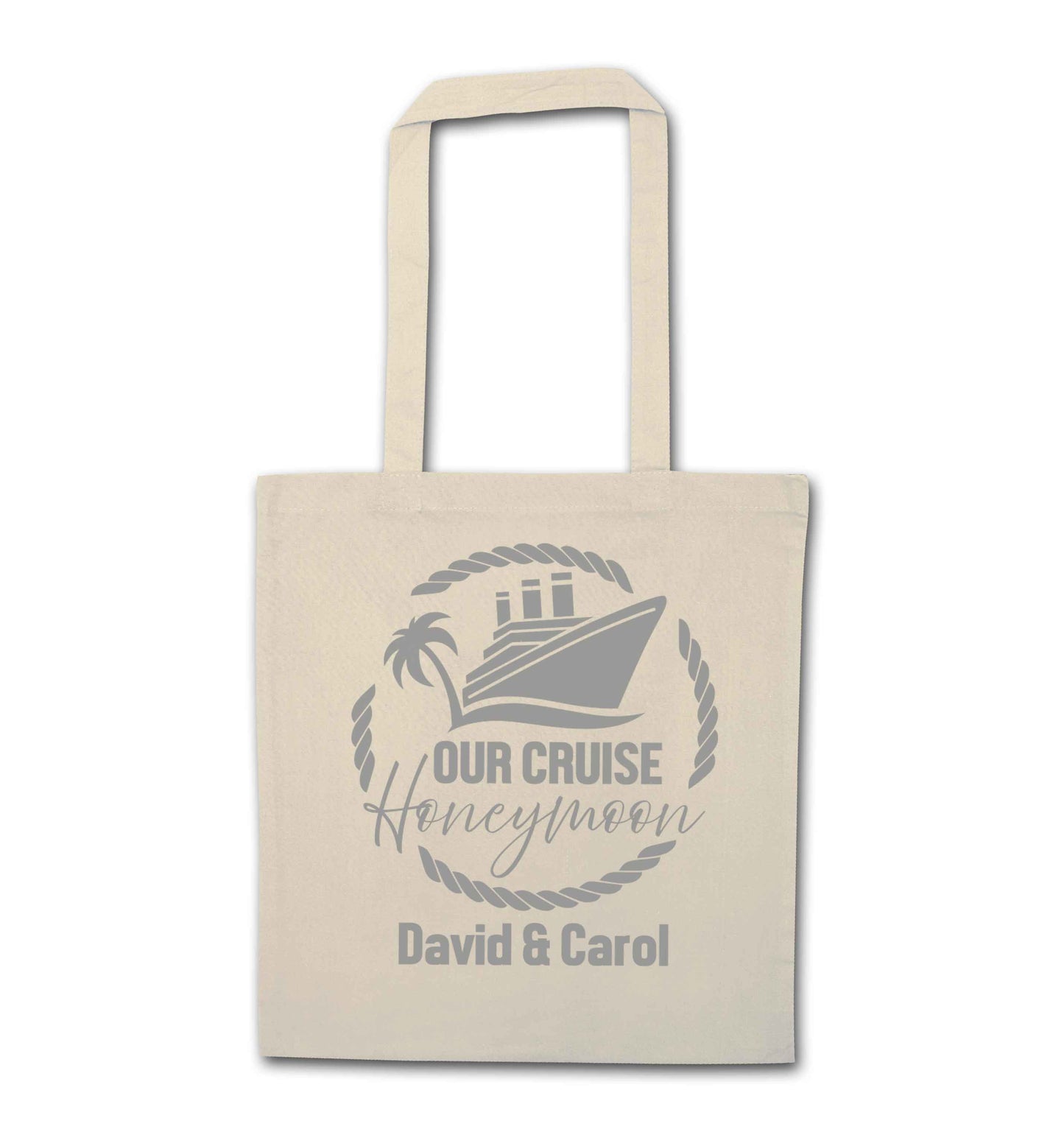 Our cruise honeymoon personalised natural tote bag