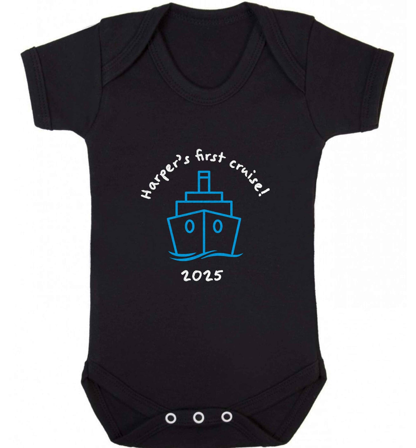 Personalised first cruise baby vest black 18-24 months