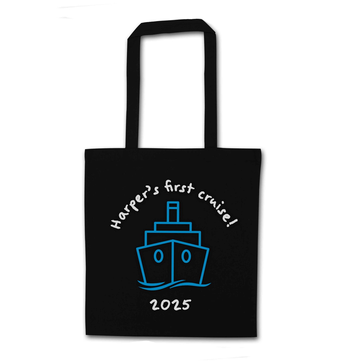 Personalised first cruise black tote bag