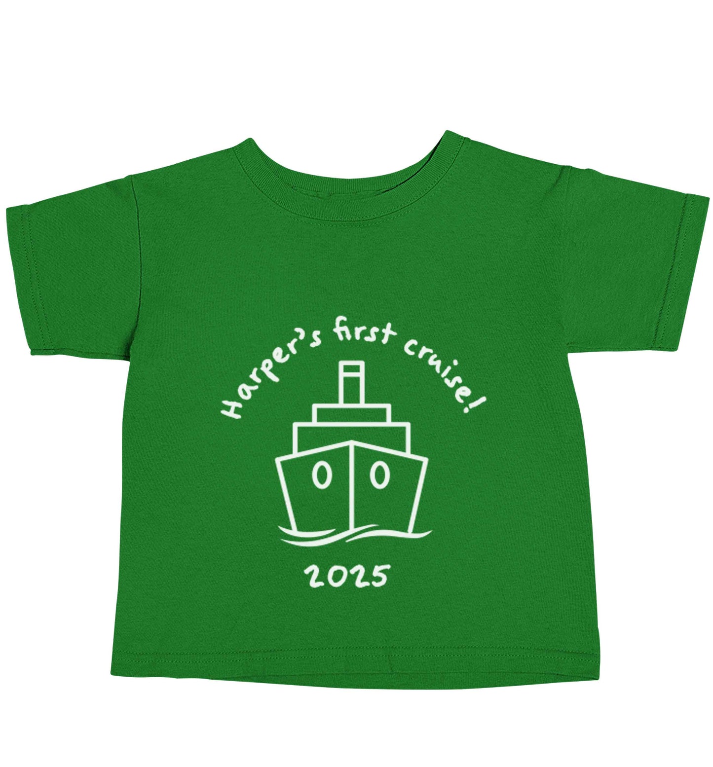 Personalised first cruise green baby toddler Tshirt 2 Years