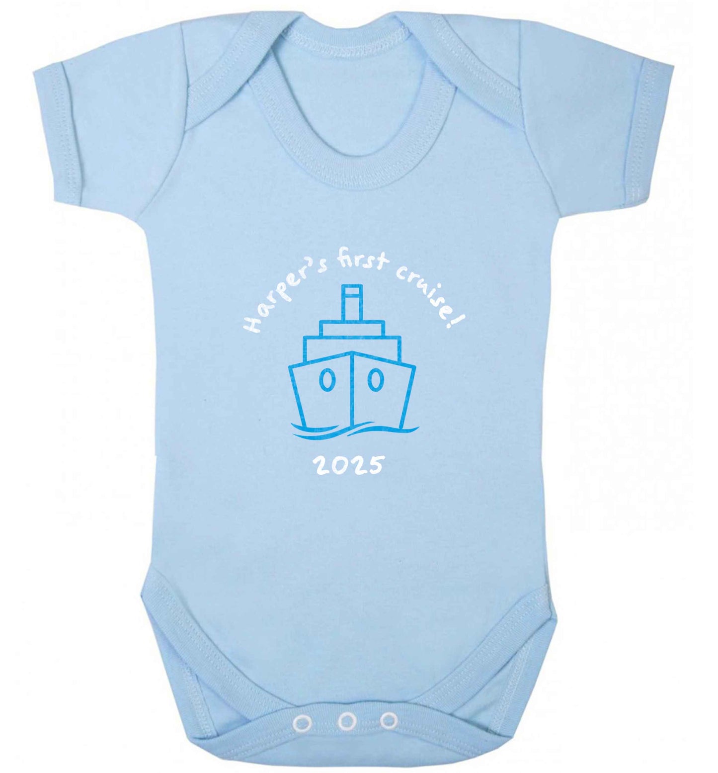 Personalised first cruise baby vest pale blue 18-24 months