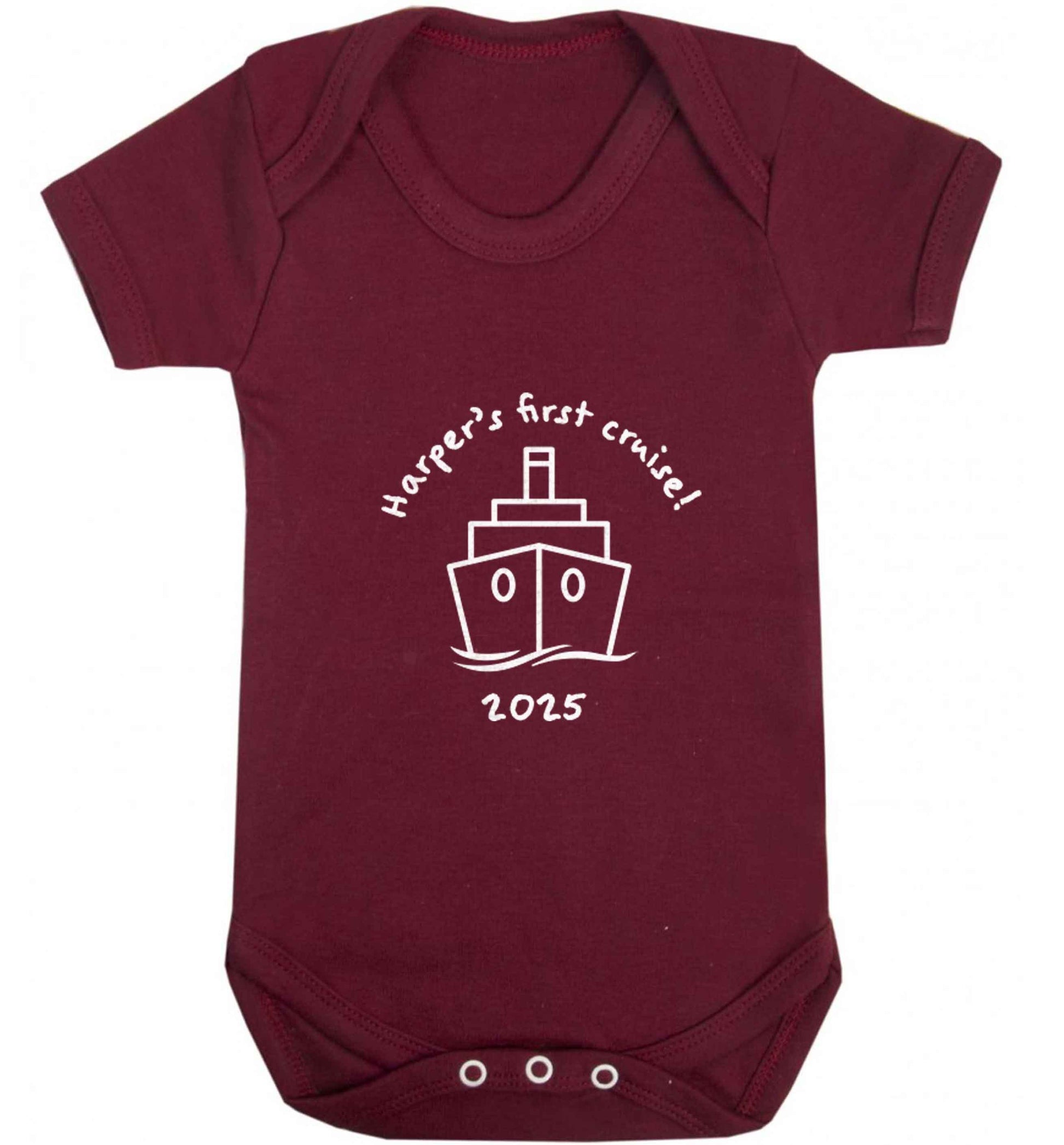Personalised first cruise baby vest maroon 18-24 months