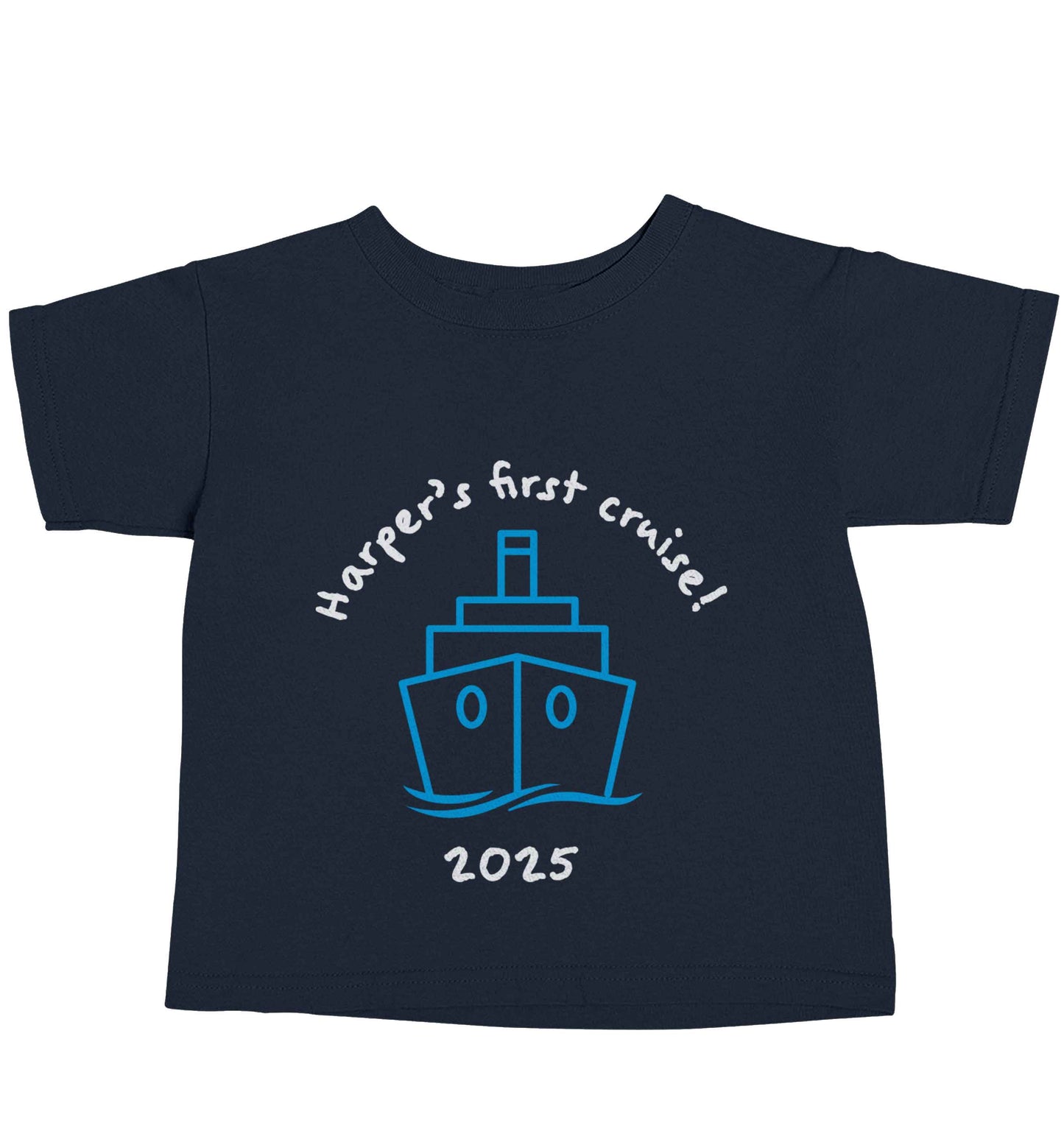 Personalised first cruise navy baby toddler Tshirt 2 Years