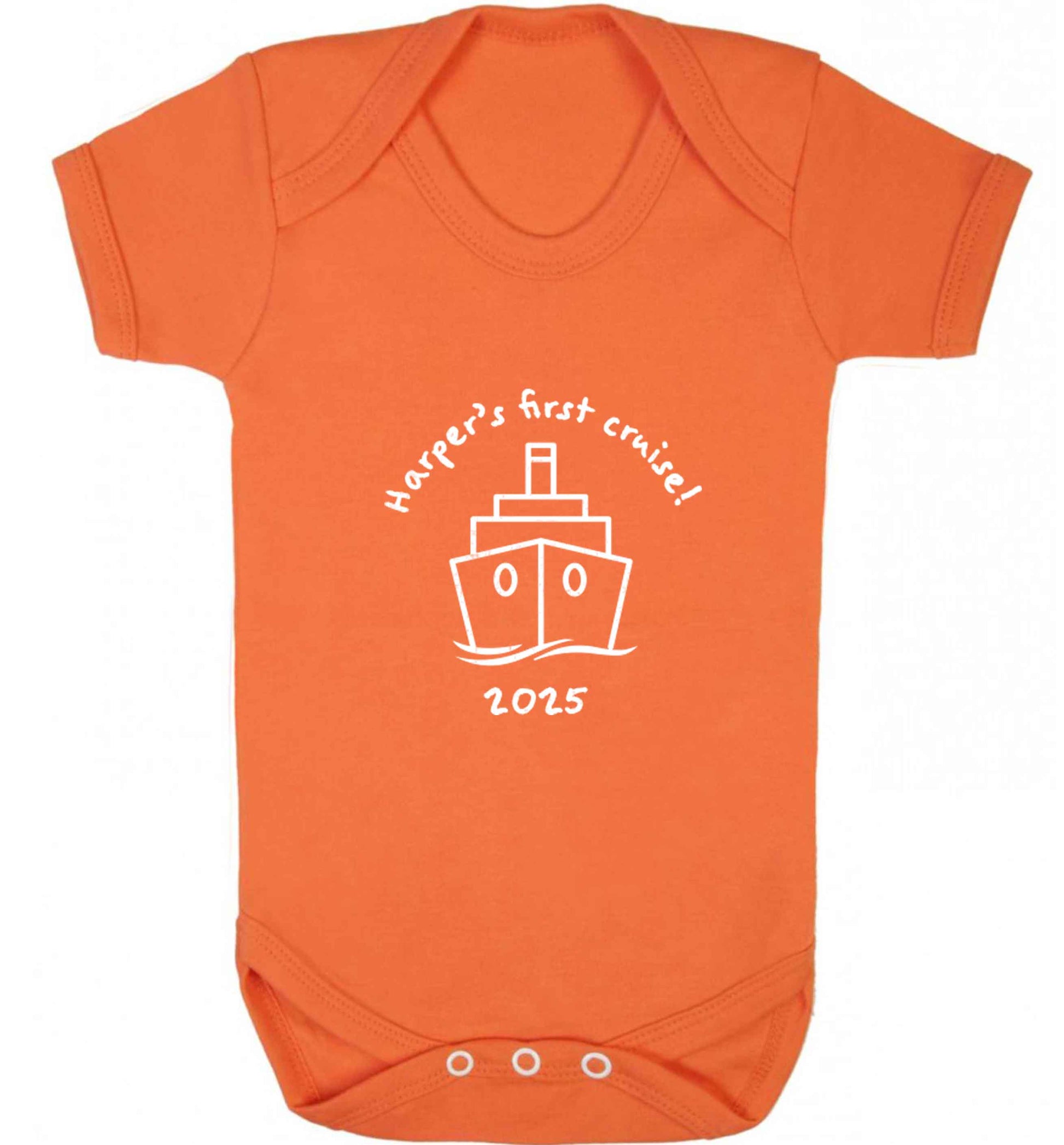 Personalised first cruise baby vest orange 18-24 months