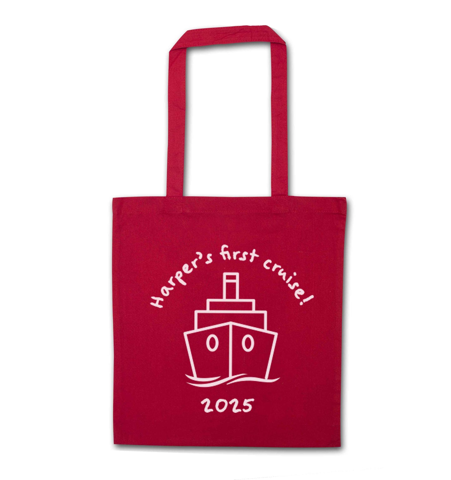 Personalised first cruise red tote bag