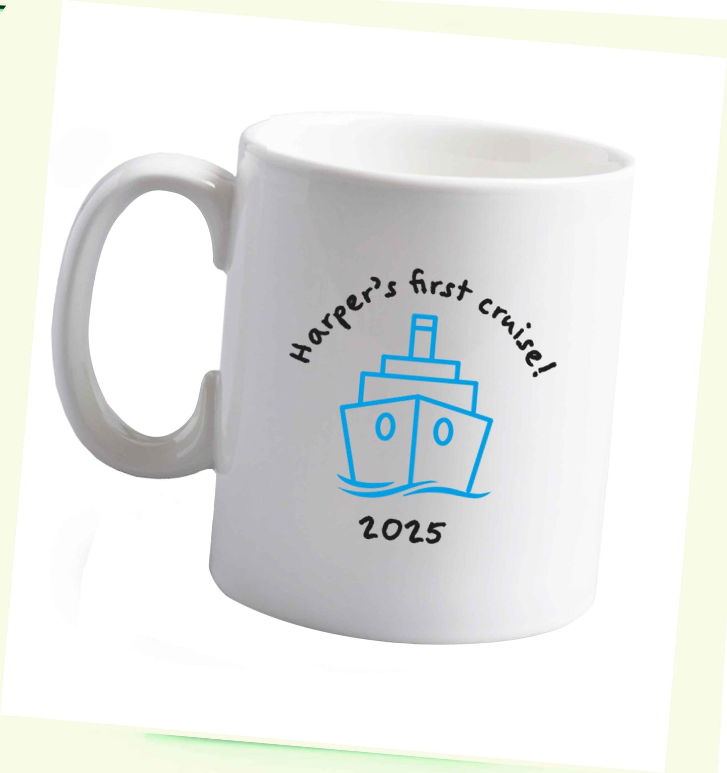 10 oz Personalised first cruise ceramic mug right handed