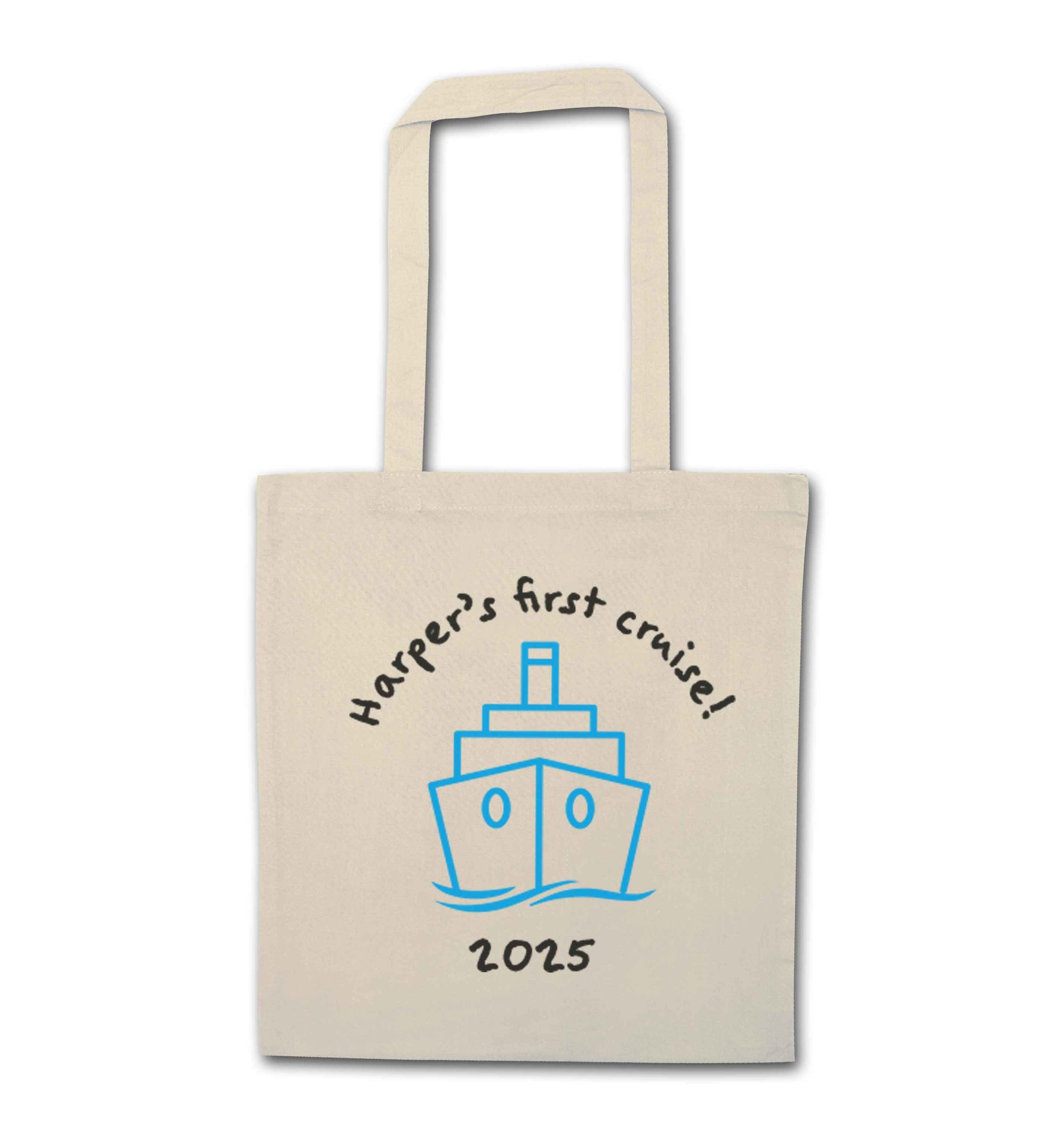 Personalised first cruise natural tote bag