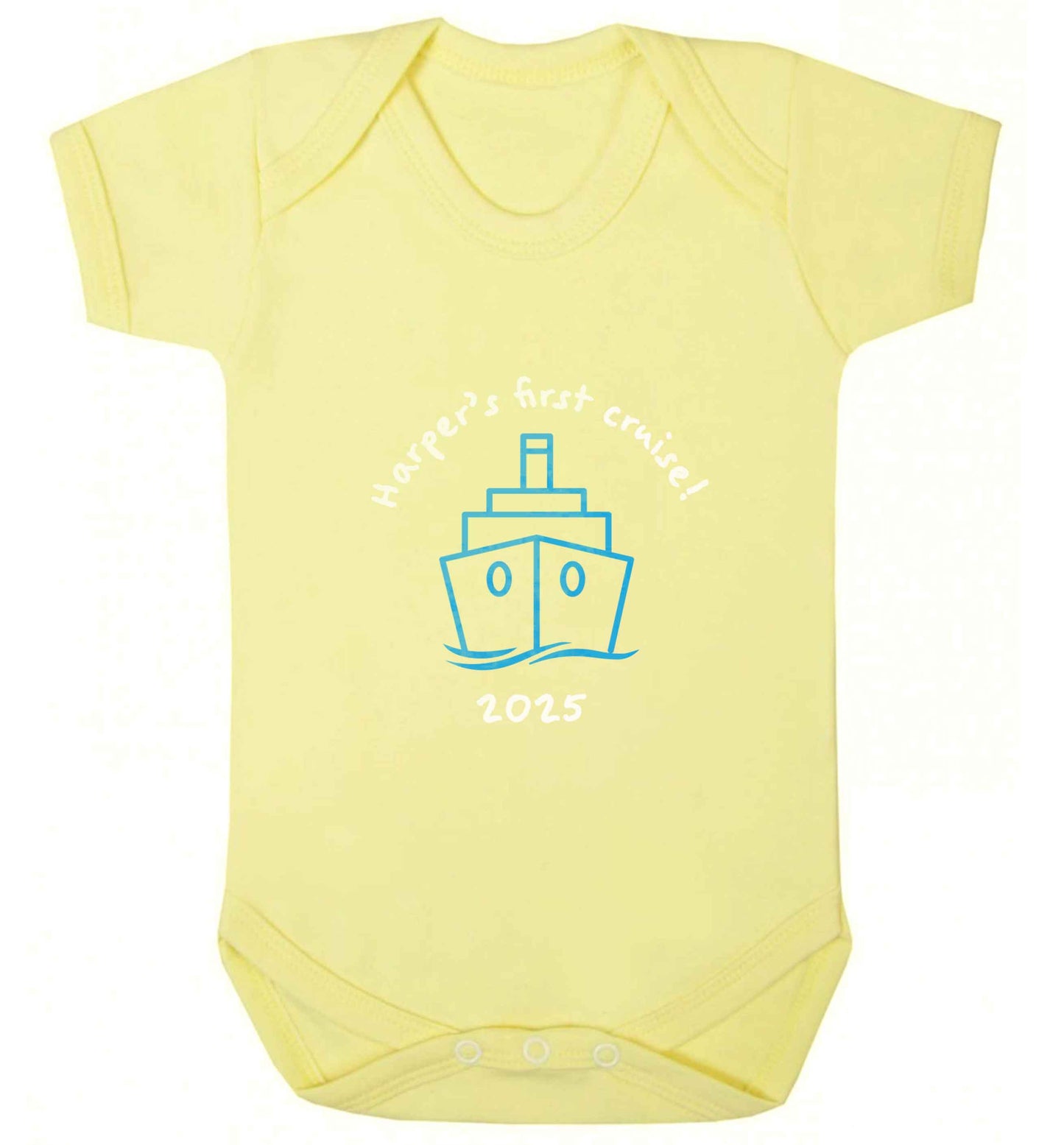 Personalised first cruise baby vest pale yellow 18-24 months