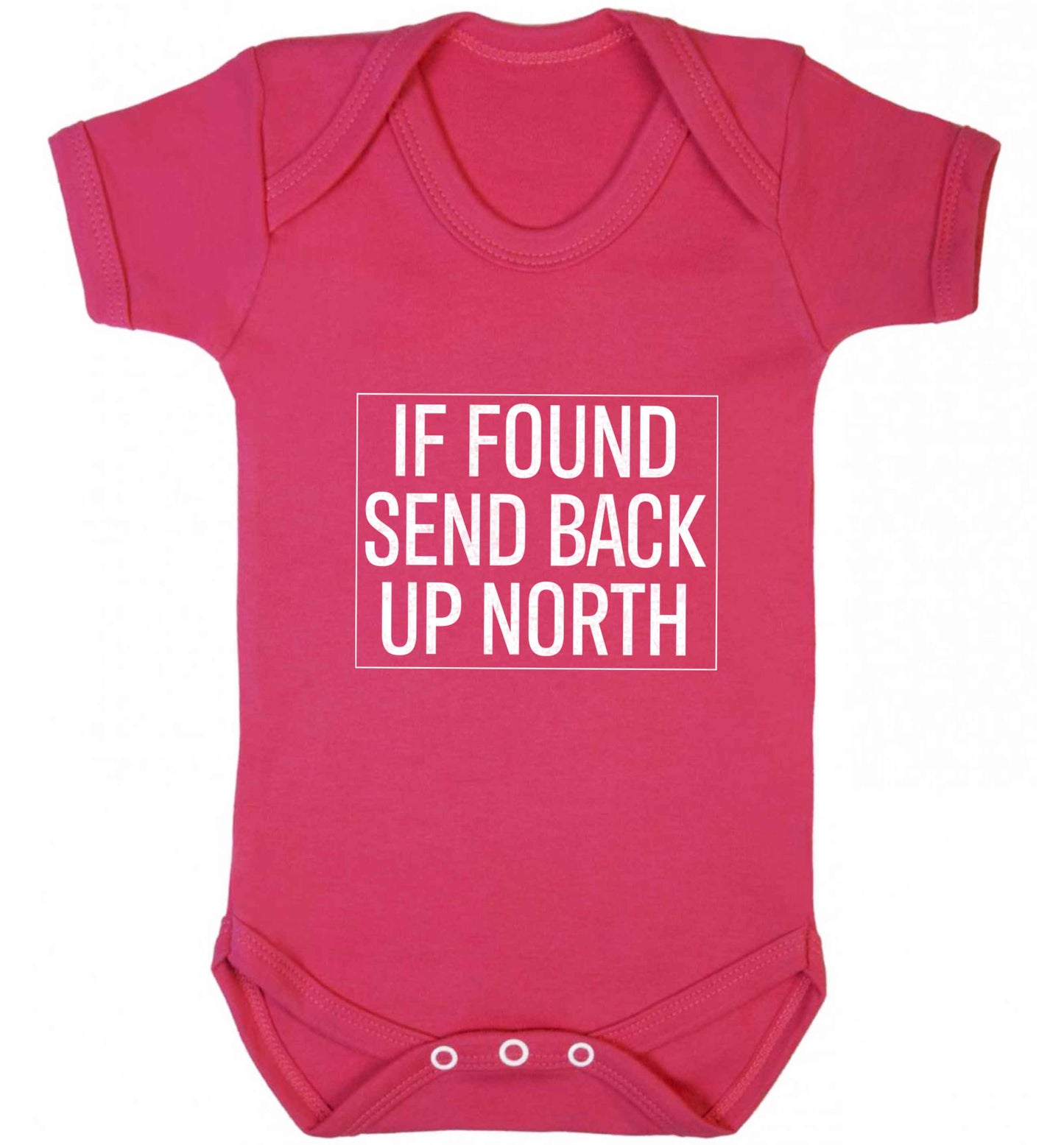 If found send back up North baby vest dark pink 18-24 months