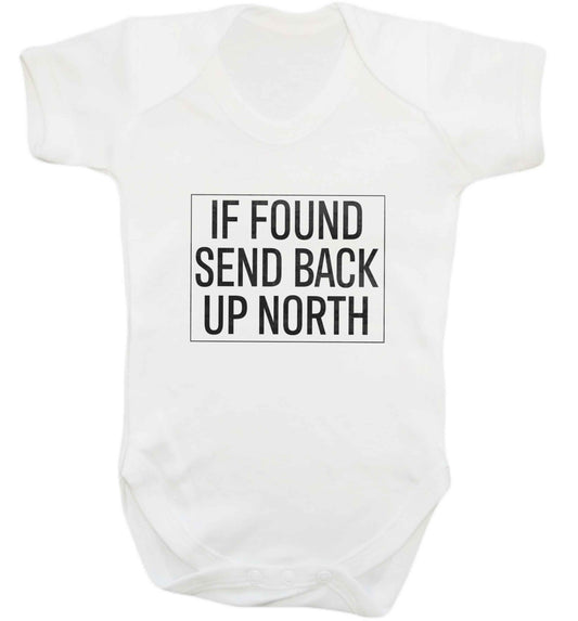 If found send back up North baby vest white 18-24 months