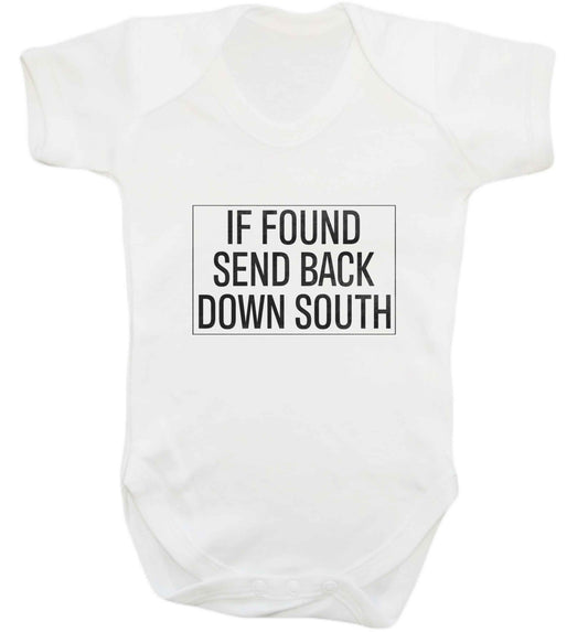If found send back down South baby vest white 18-24 months